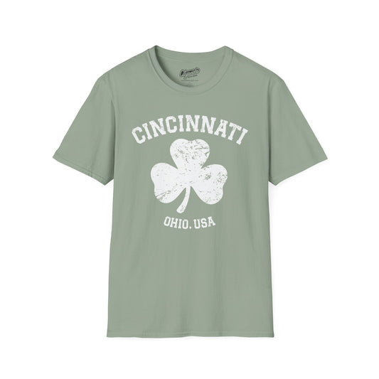 Cincinnati Big Shamrock T-Shirt, White Ink, Great for St. Patricks Day