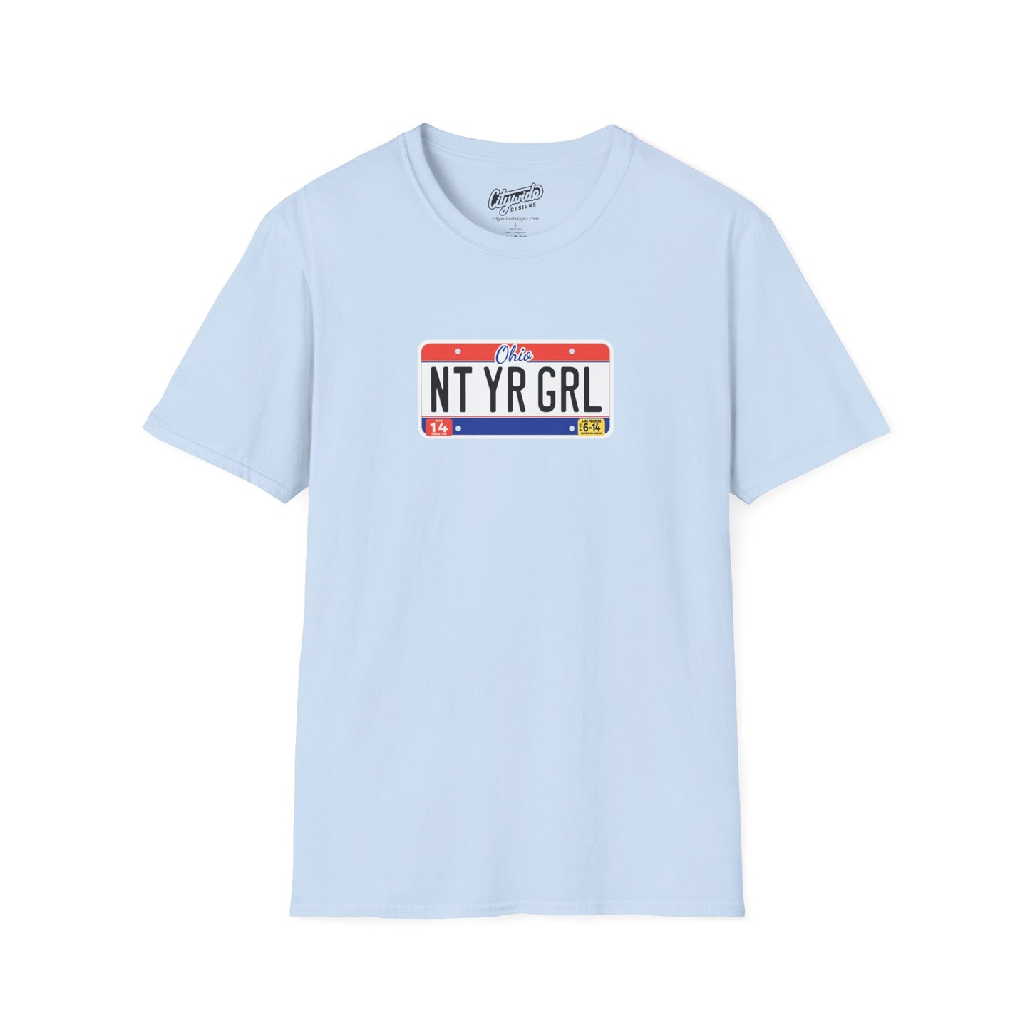 Ohio License Plate Graphic Tee with Nt Yr Grl Text T-Shirt