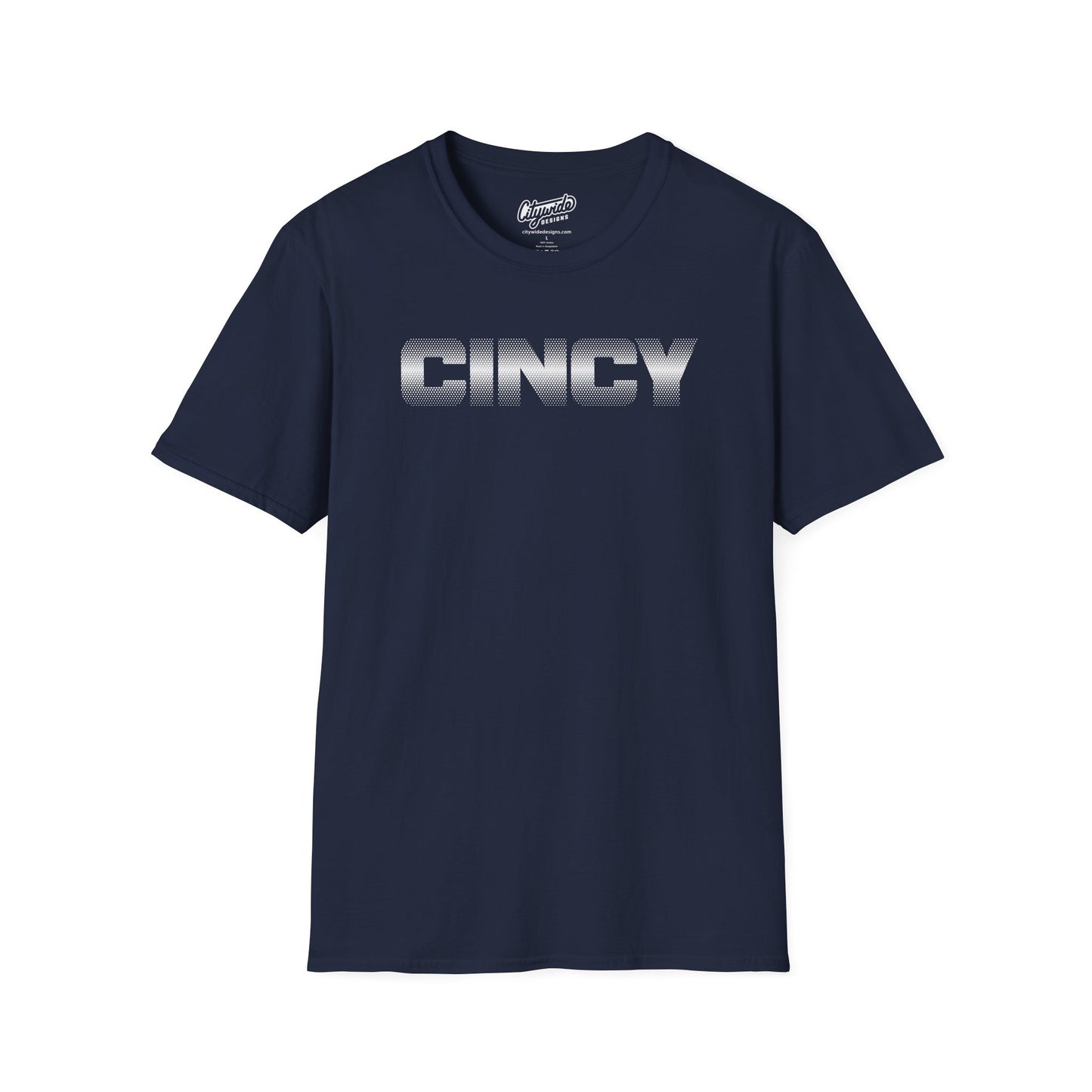 CINCY Pop Art Graphic Tee, Small Halftone Dots On Top & Bottom