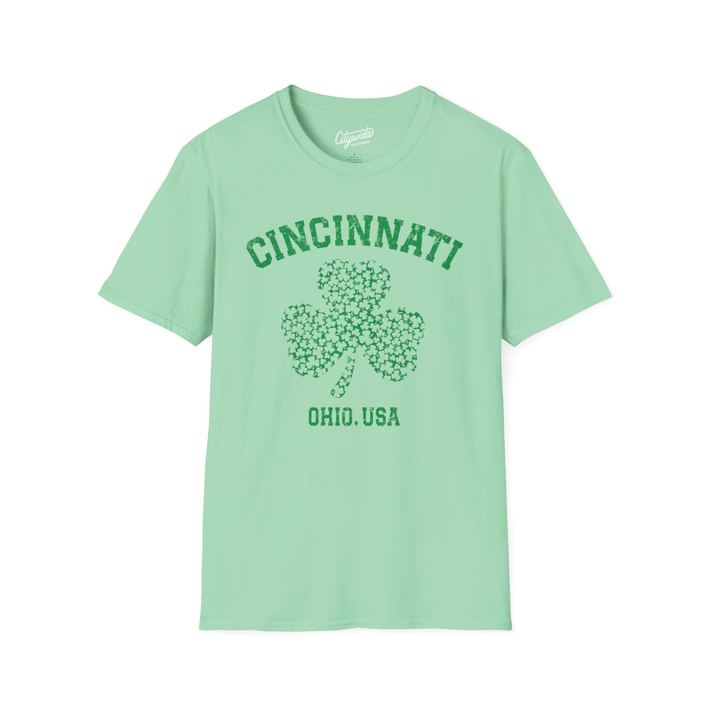 Cincinnati St Patricks Day Shirt, Big Shamrock Made of Mini Clovers
