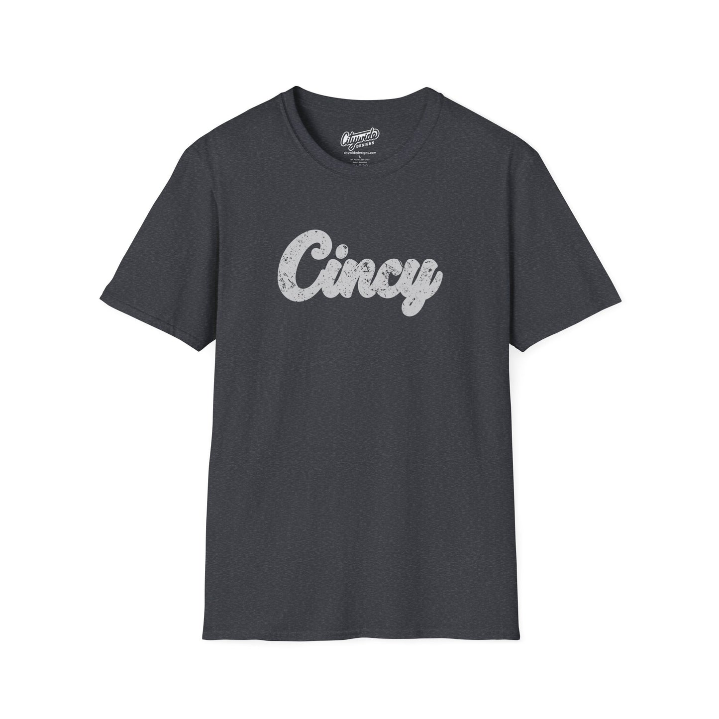 Cincy Script T-Shirt – Grunge, Bold Script Font Cincinnati Tee
