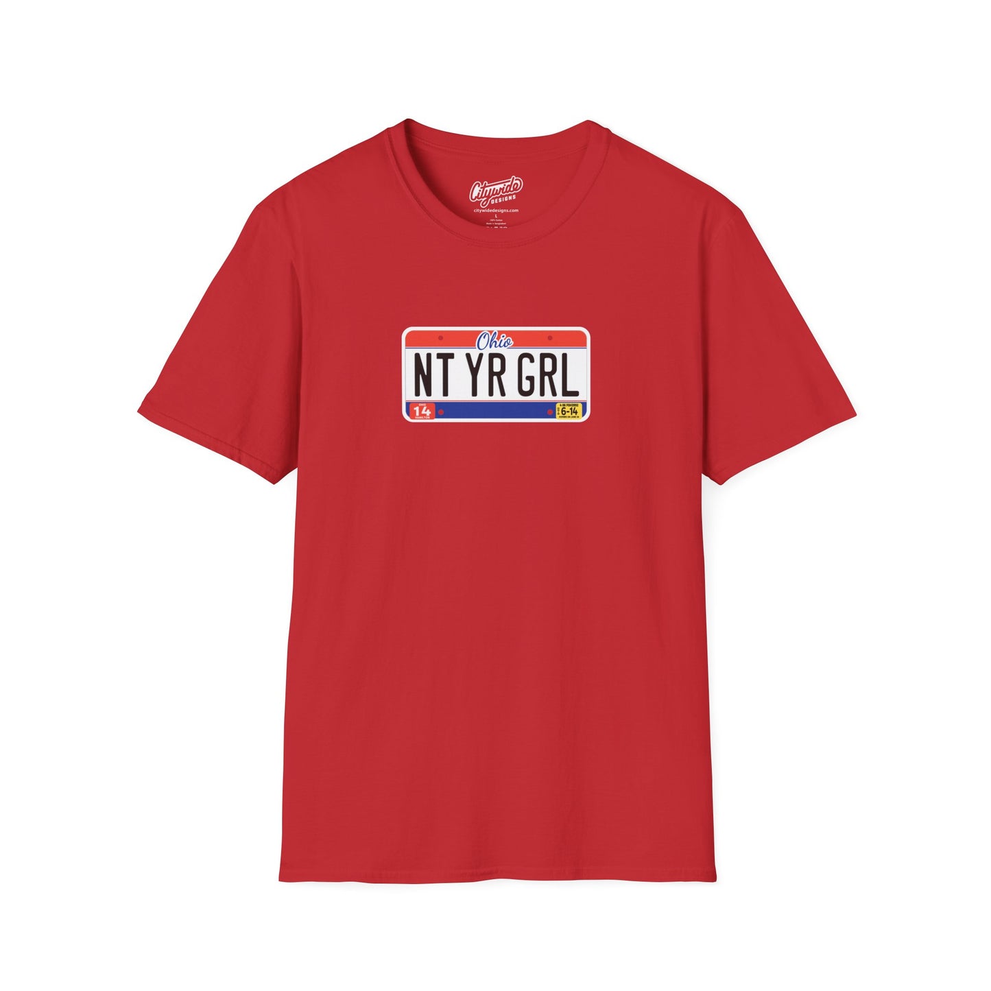 Ohio License Plate Graphic Tee with Nt Yr Grl Text T-Shirt