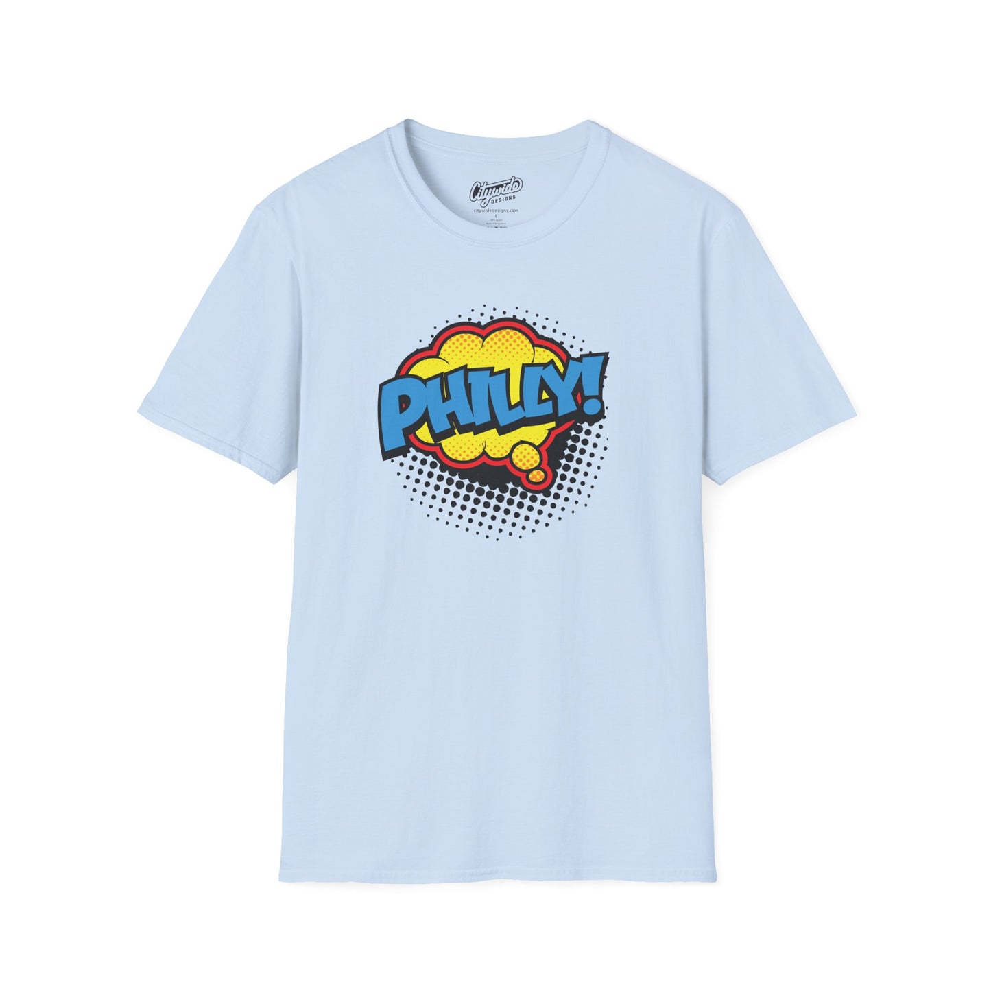 Philly in Pop Art Comic Word Bubble Graphic Tee with Halftone Dots