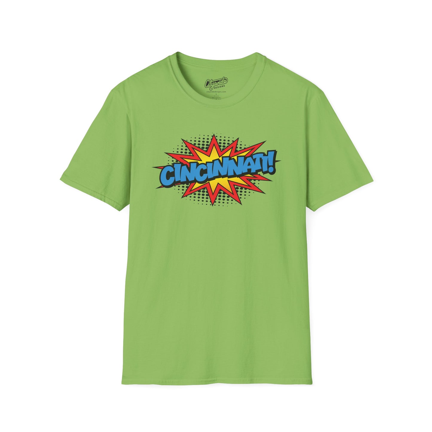 Cincinnati in Pop Art Comic Burst Graphic Tee with Halftone Dots