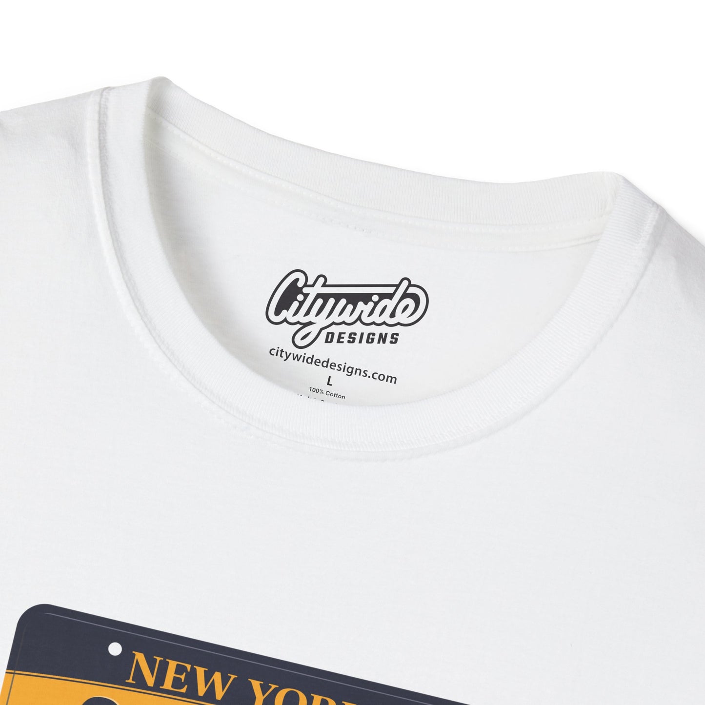 New York License Plate Graphic Tee with Queens Text T-Shirt