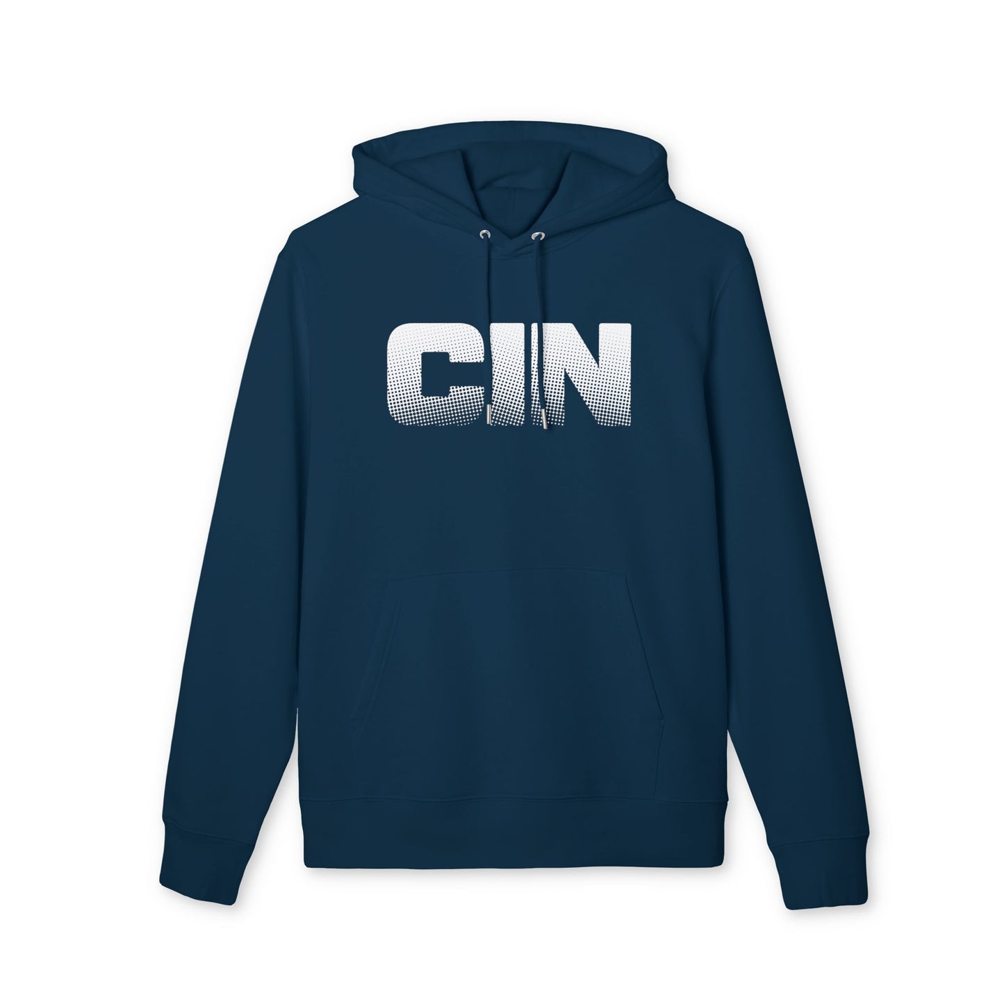 CIN Halftone Classic White Hoodie — Minimal Pullover Sweatshirt