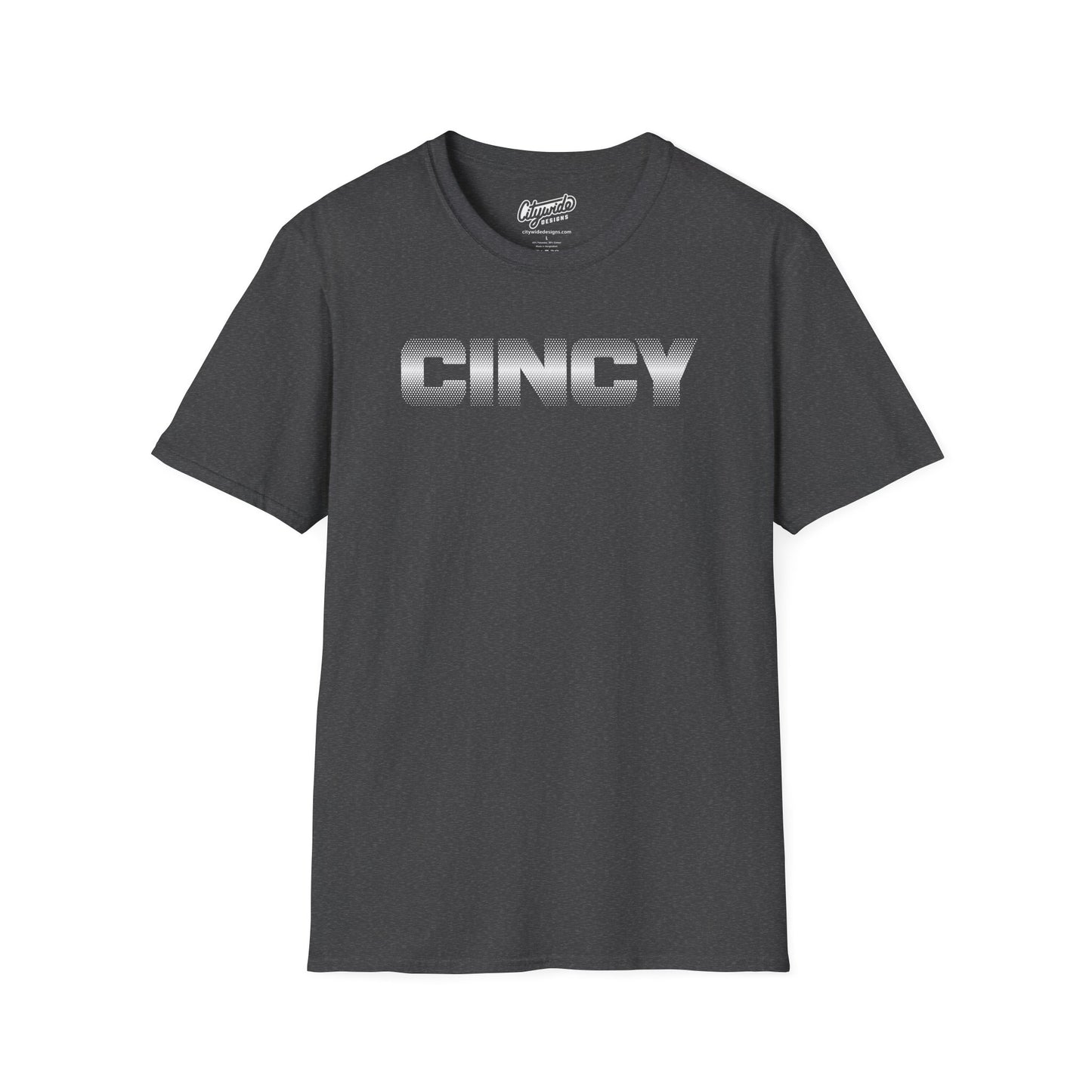 CINCY Pop Art Graphic Tee, Small Halftone Dots On Top & Bottom