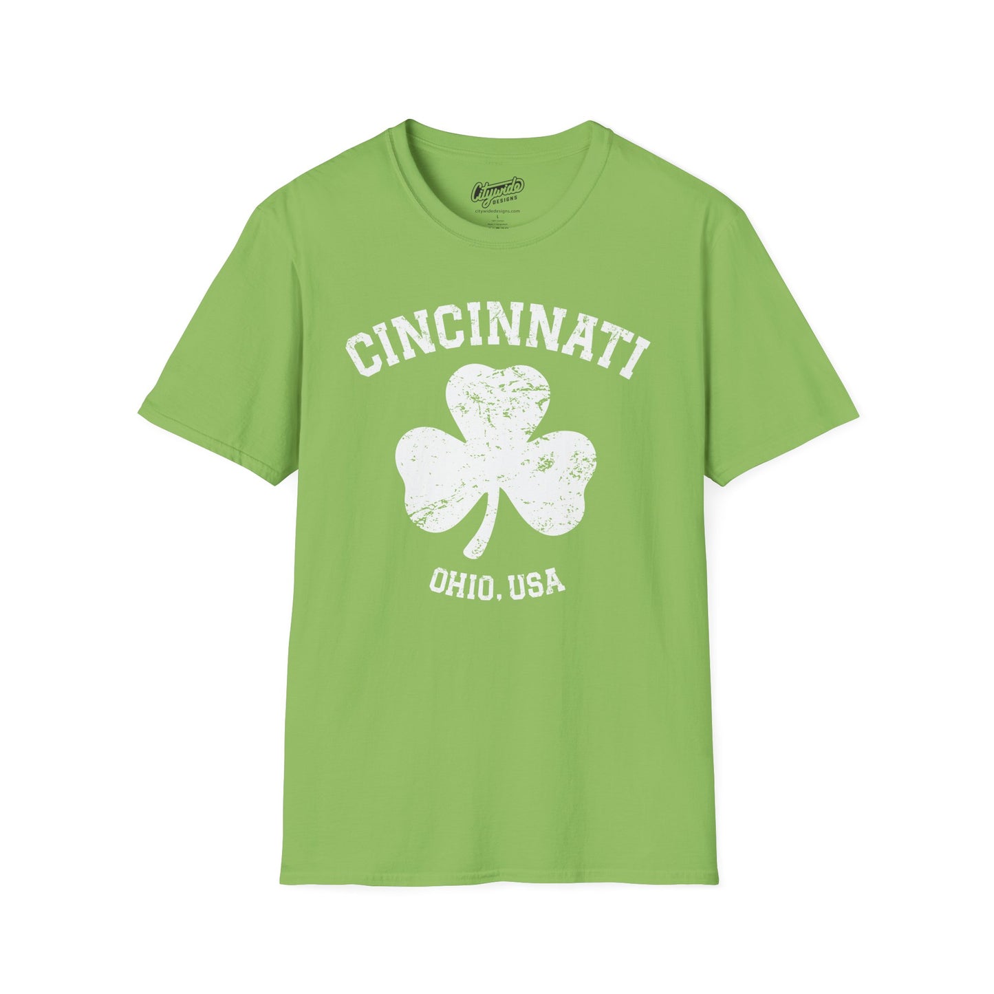 Cincinnati Big Shamrock T-Shirt, White Ink, Great for St. Patricks Day