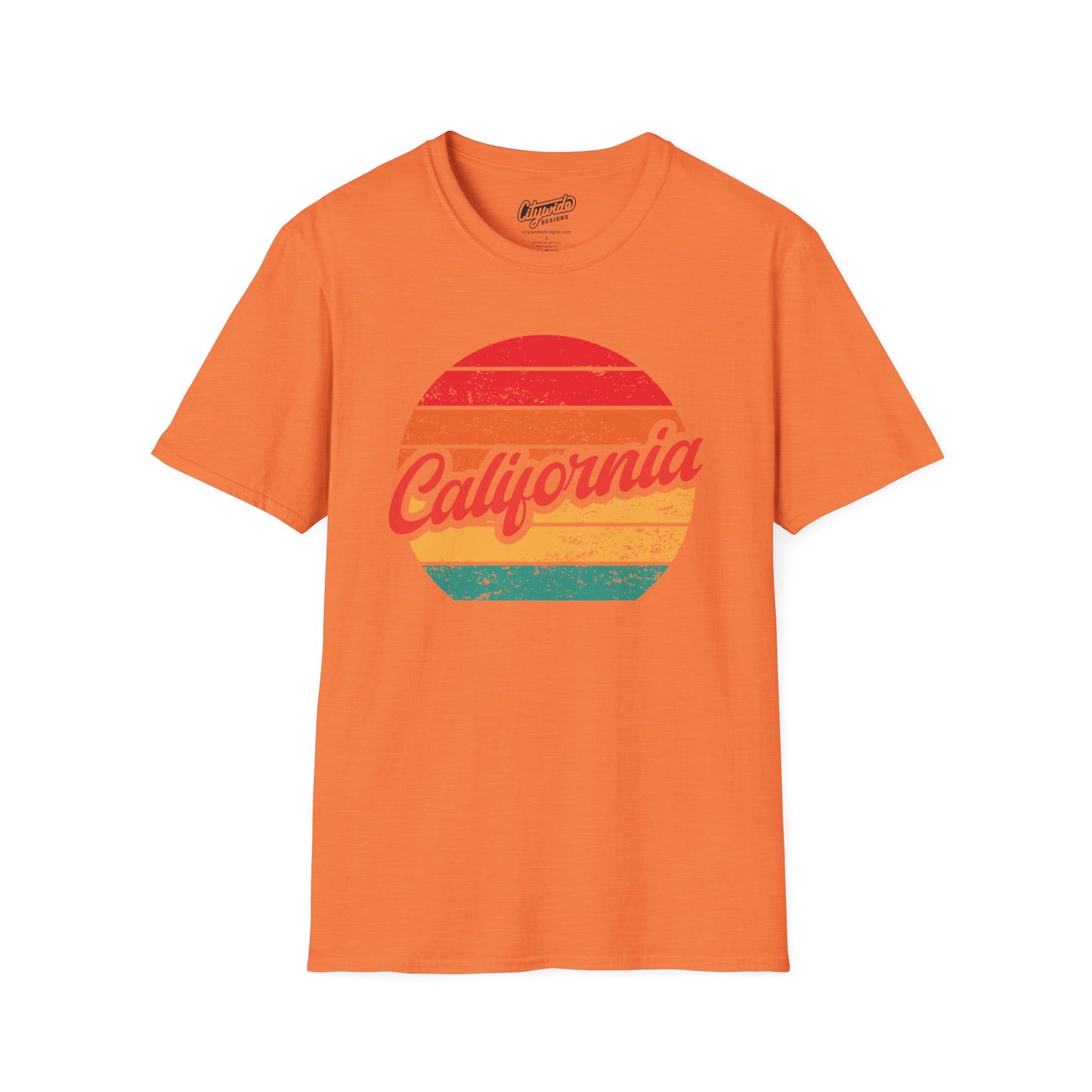 California, Colorful Retro Sunset Graphic T-Shirt