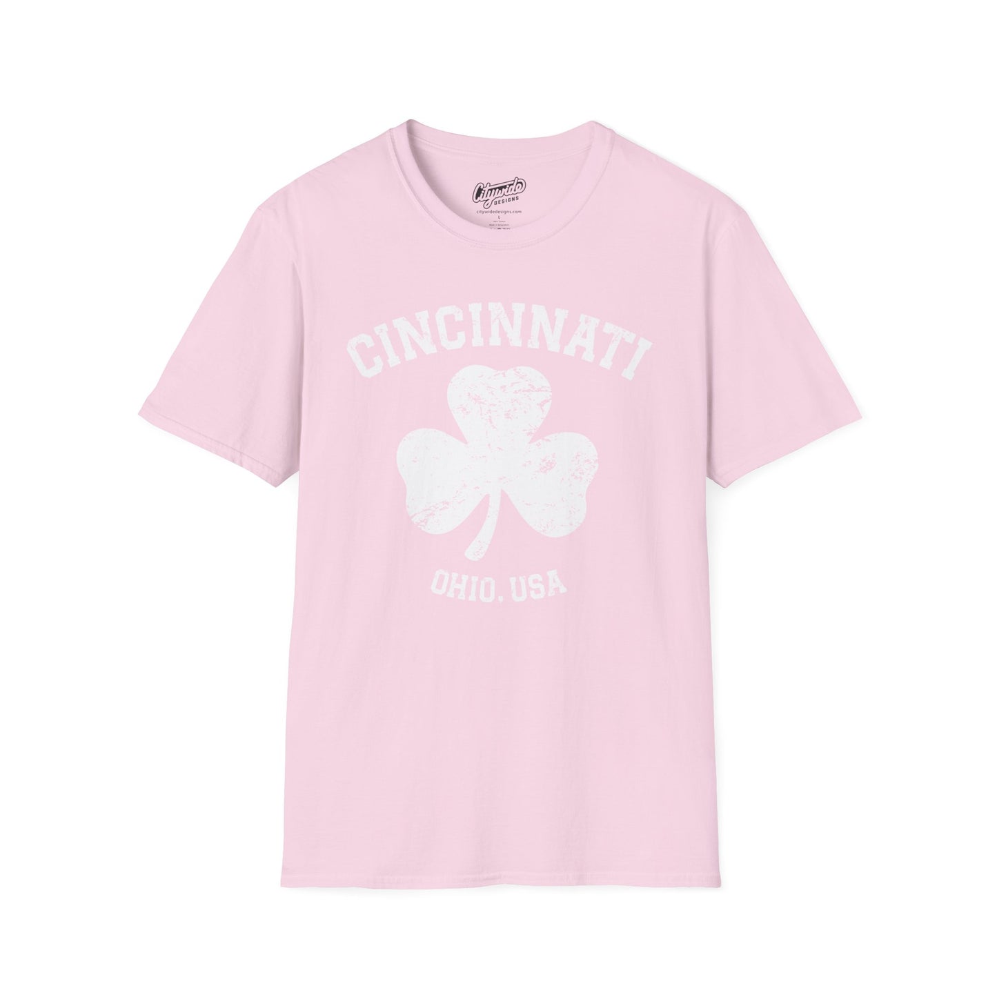 Cincinnati Big Shamrock T-Shirt, White Ink, Great for St. Patricks Day