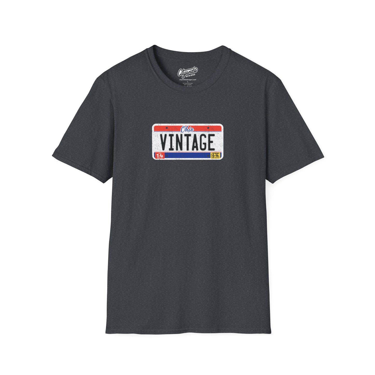 Ohio Personalized License Plate Graphic Tee with Vintage Text