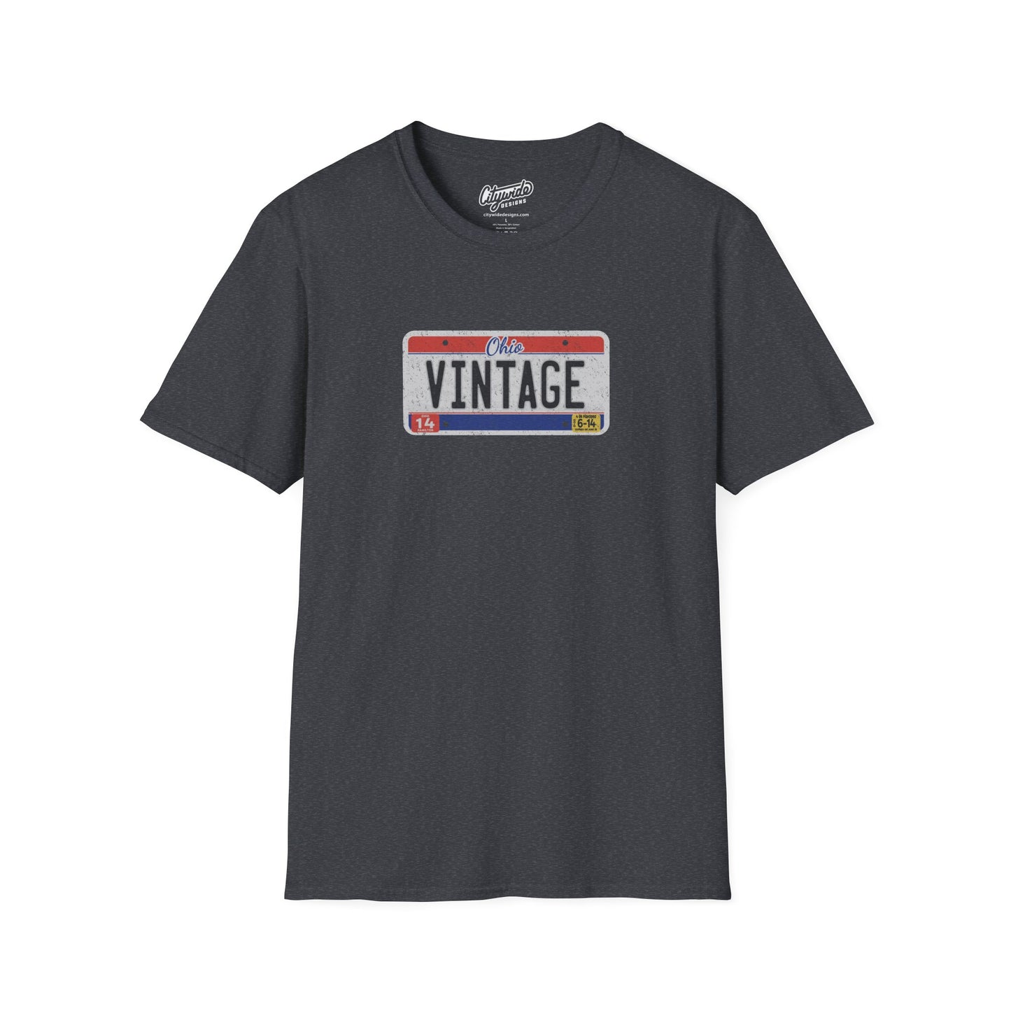Faded Ohio License Plate Graphic Tee with Vintage Text
