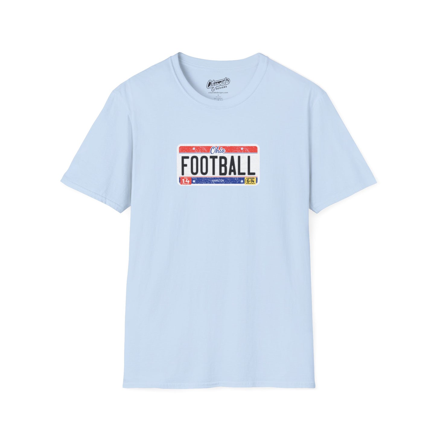 Ohio License Plate Graphic Tee with Football Text T-Shirt
