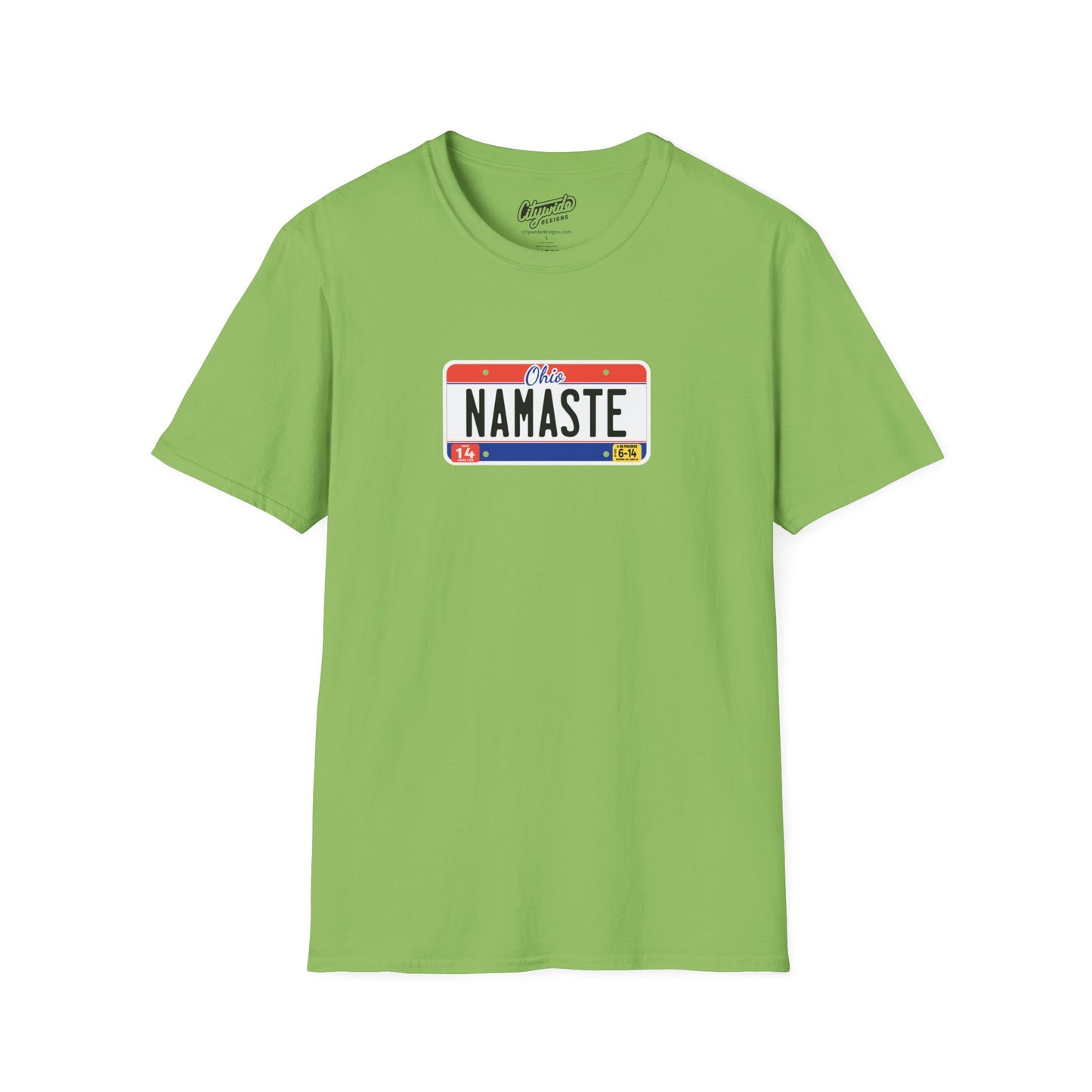 Ohio License Plate Graphic Tee with Namaste Text T-Shirt