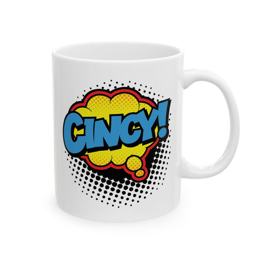 Cincy Comic Pop Art Ceramic Mug – Retro Coffee Cup (11oz, 15oz)
