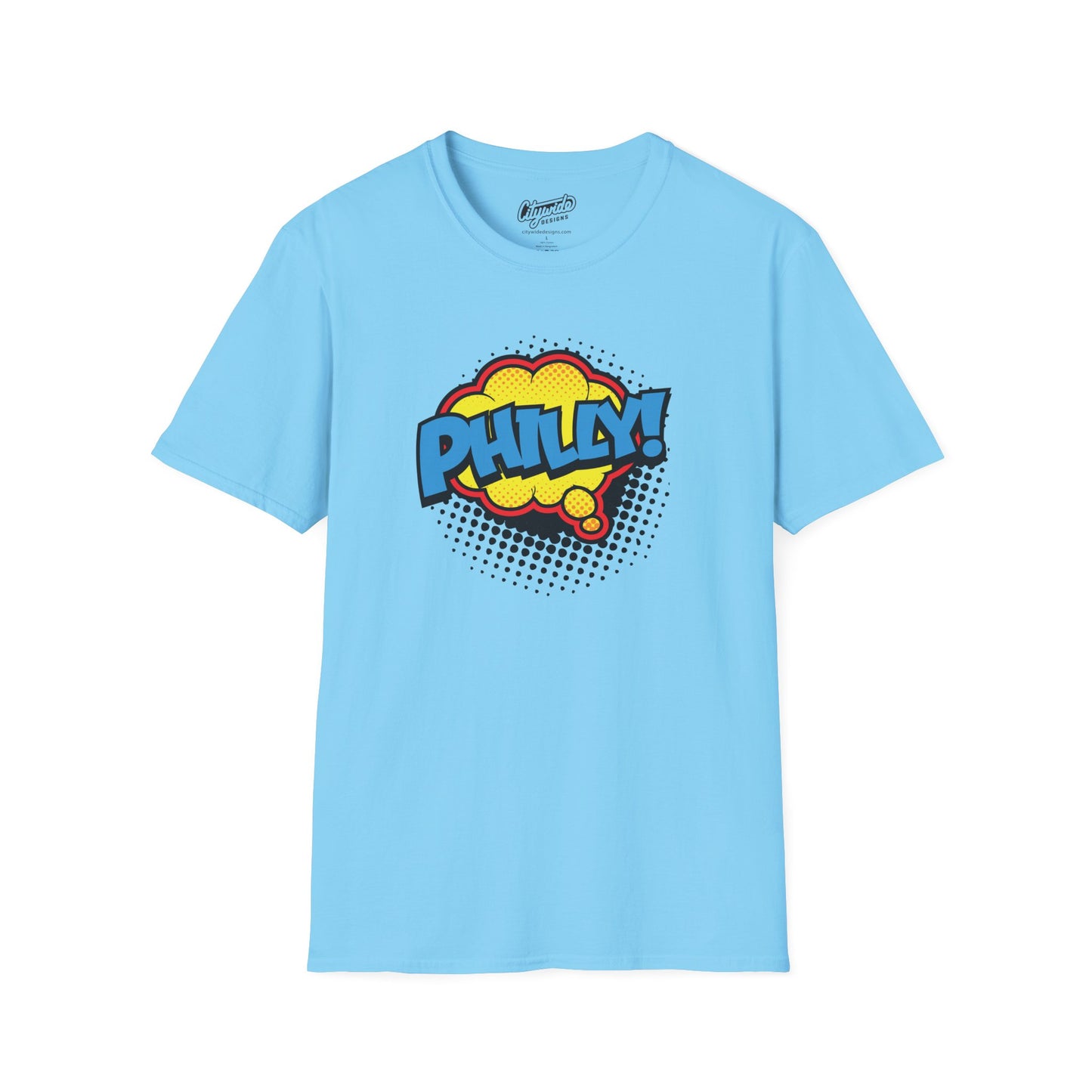 Philly in Pop Art Comic Word Bubble Graphic Tee with Halftone Dots