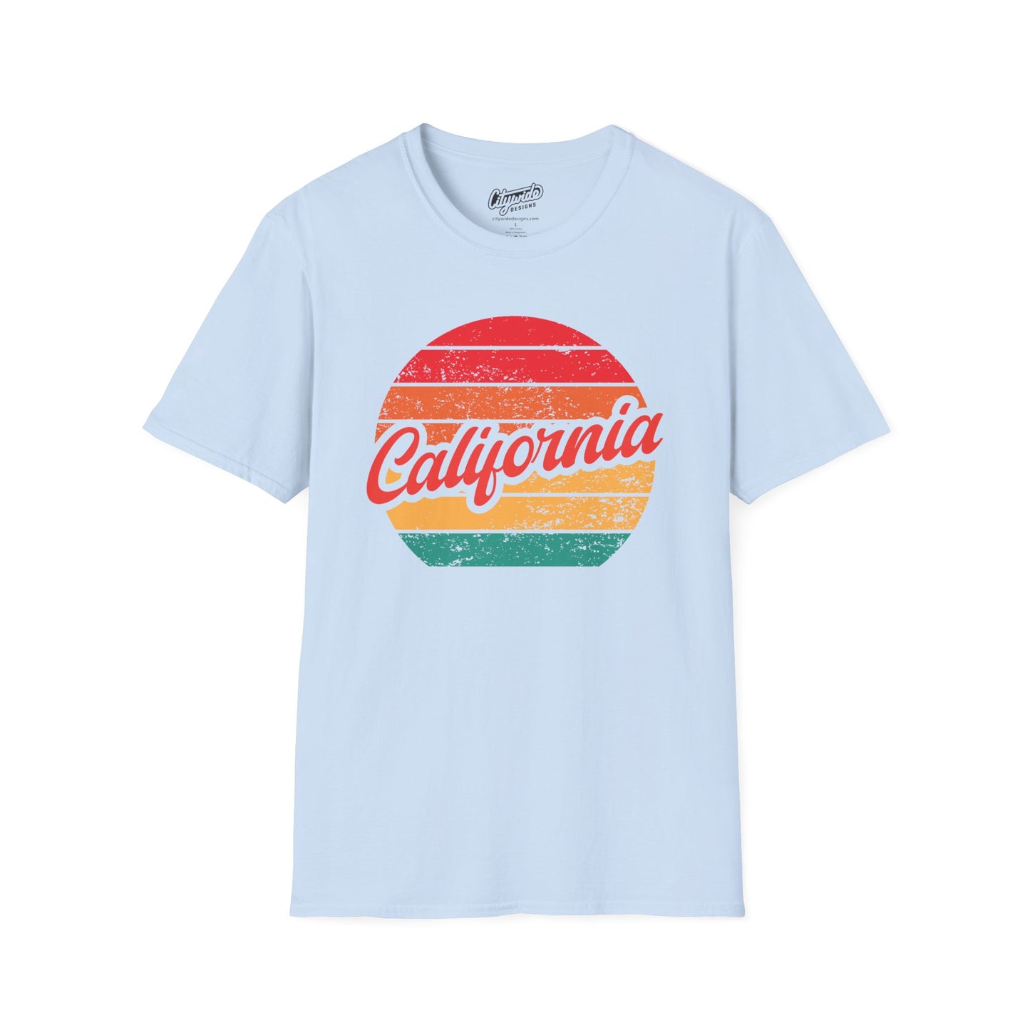 California, Colorful Retro Sunset Graphic T-Shirt