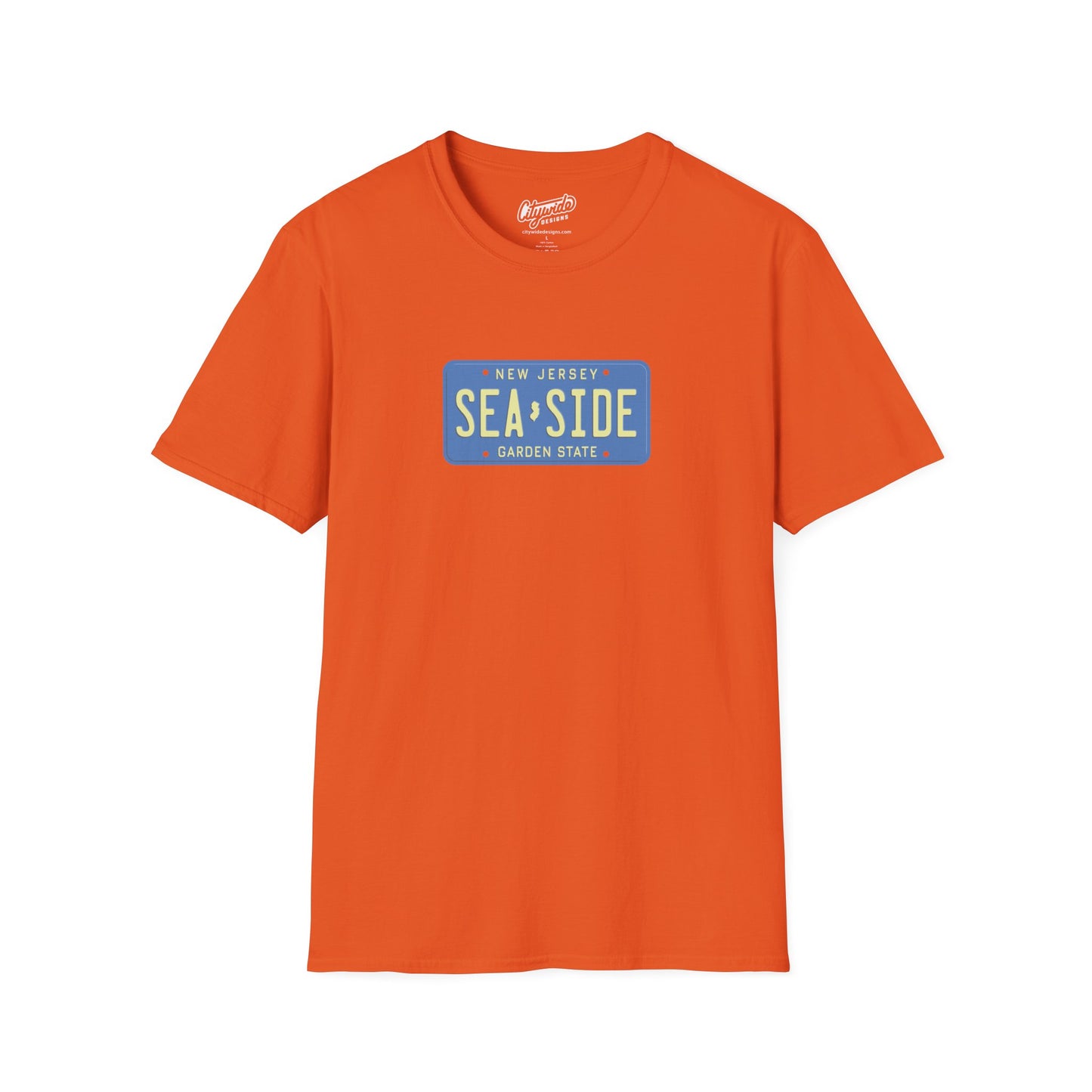 New Jersey Personalized License Plate Graphic Tee with Seaside Text