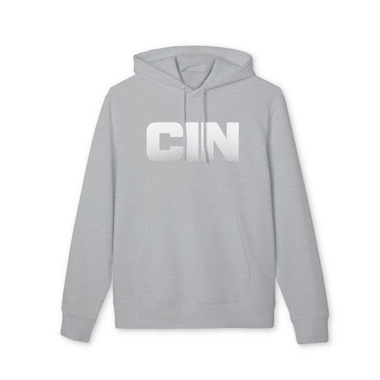 CIN Halftone Classic White Hoodie — Minimal Pullover Sweatshirt