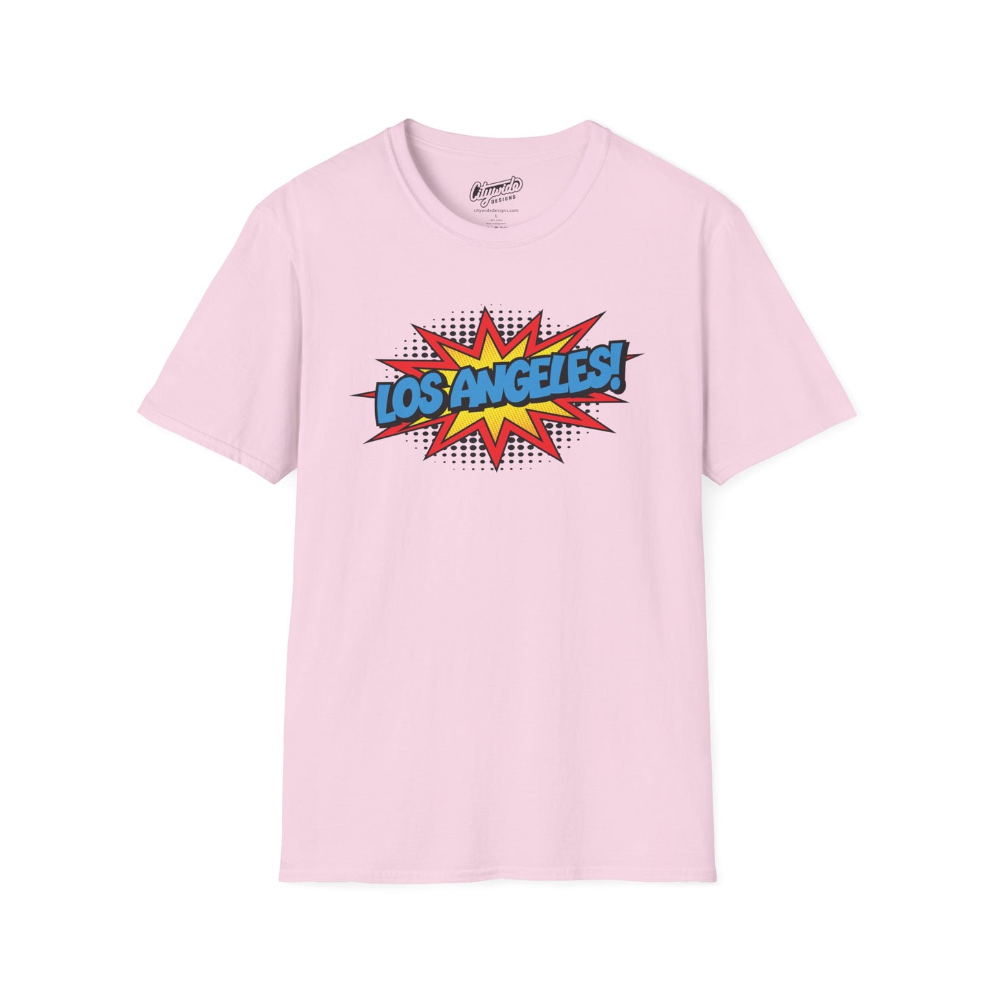 Los Angeles in Pop Art Comic Burst Graphic Tee with Halftone Dots