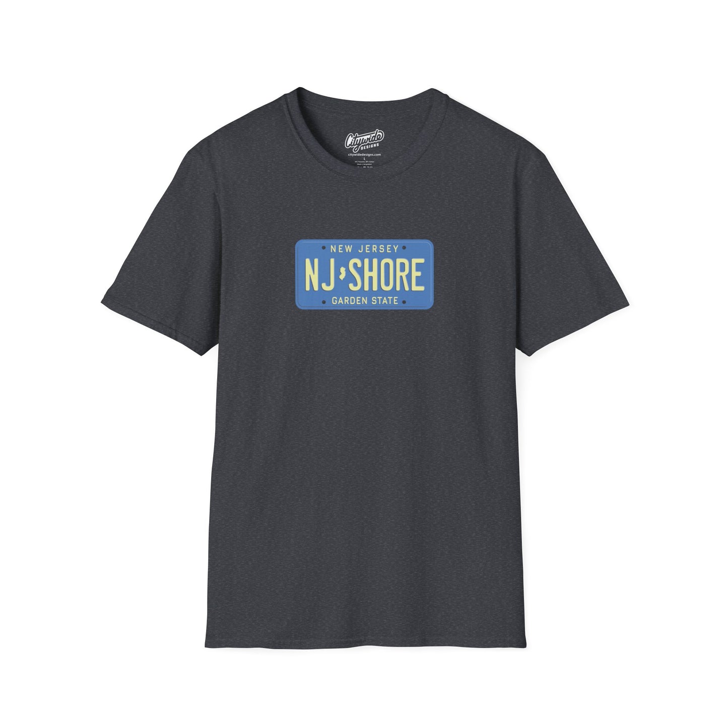 New Jersey Personalized License Plate Graphic Tee with NJ Shore Text