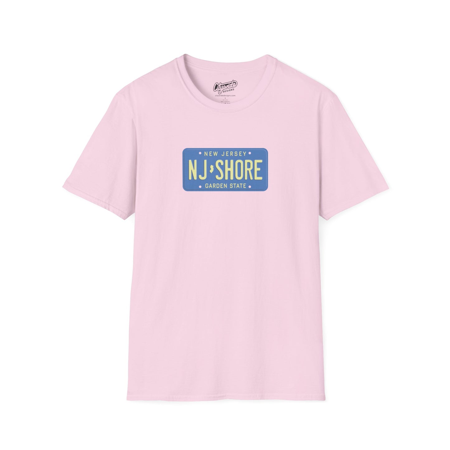 New Jersey Personalized License Plate Graphic Tee with NJ Shore Text