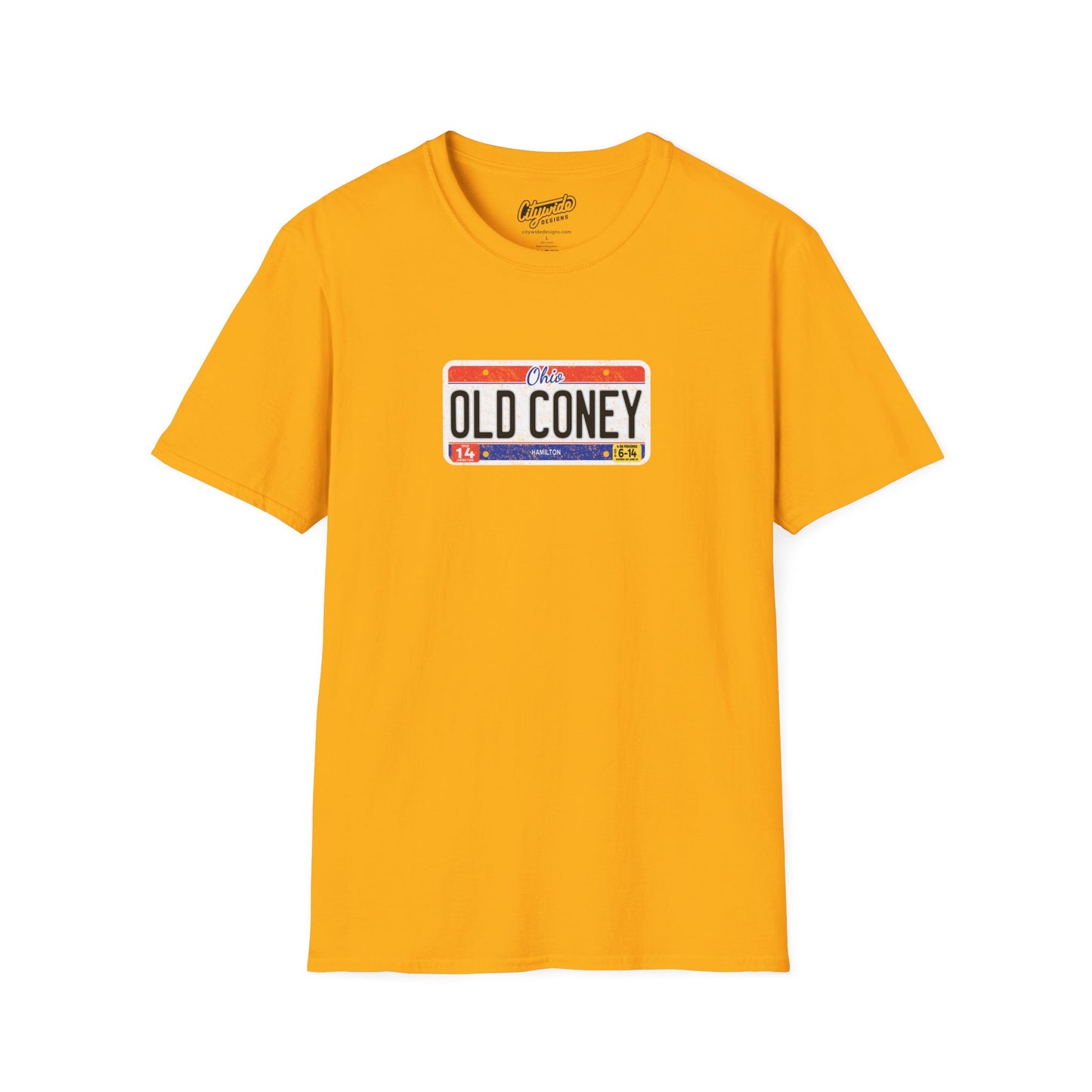 Ohio License Plate Graphic Tee with Old Coney Text T-Shirt