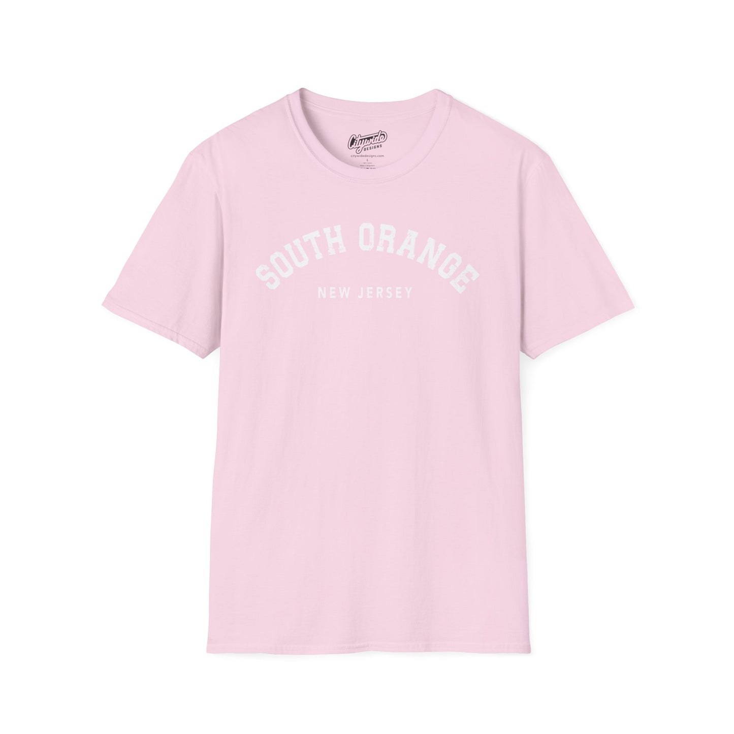 South Orange, NJ, Arched Varsity Text T-Shirt With Distressed Look