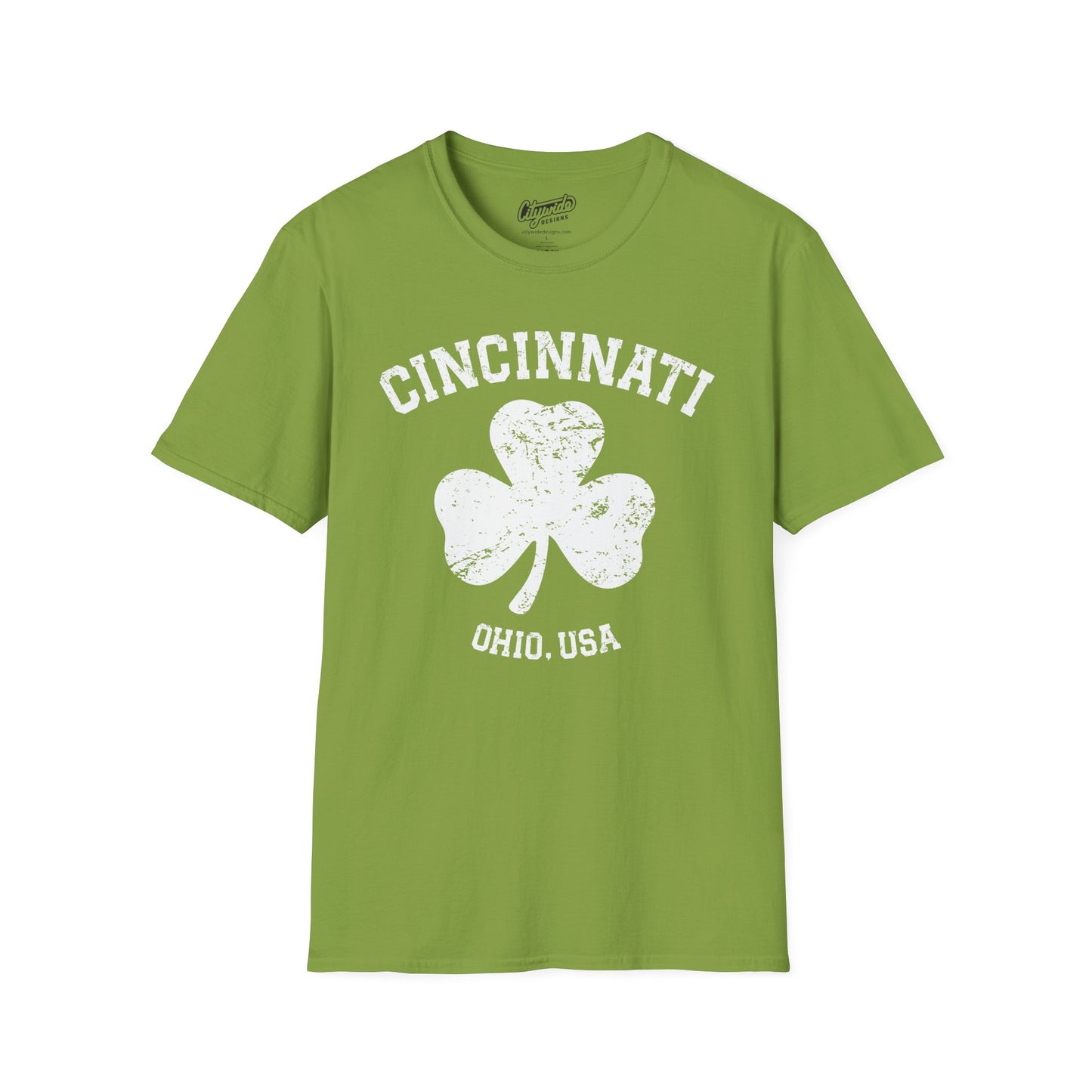 Cincinnati Big Shamrock T-Shirt, White Ink, Great for St. Patricks Day