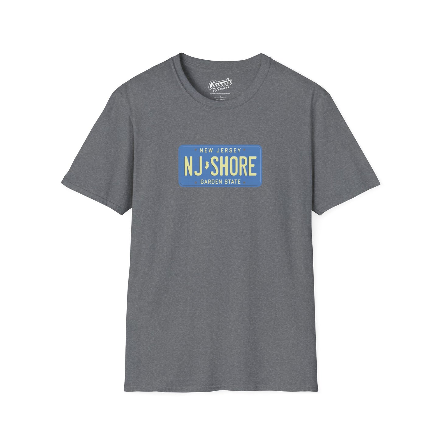 New Jersey Personalized License Plate Graphic Tee with NJ Shore Text