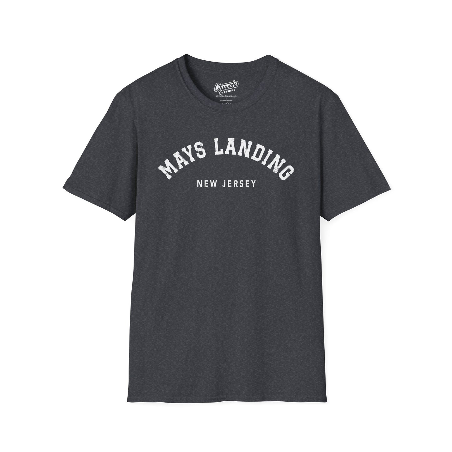 Mays Landing Heart New Jersey, Arched Varsity Text T-Shirt