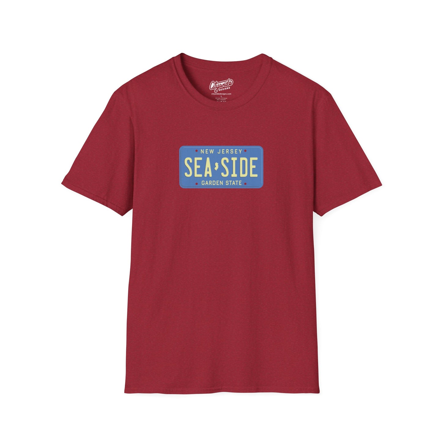 New Jersey Personalized License Plate Graphic Tee with Seaside Text