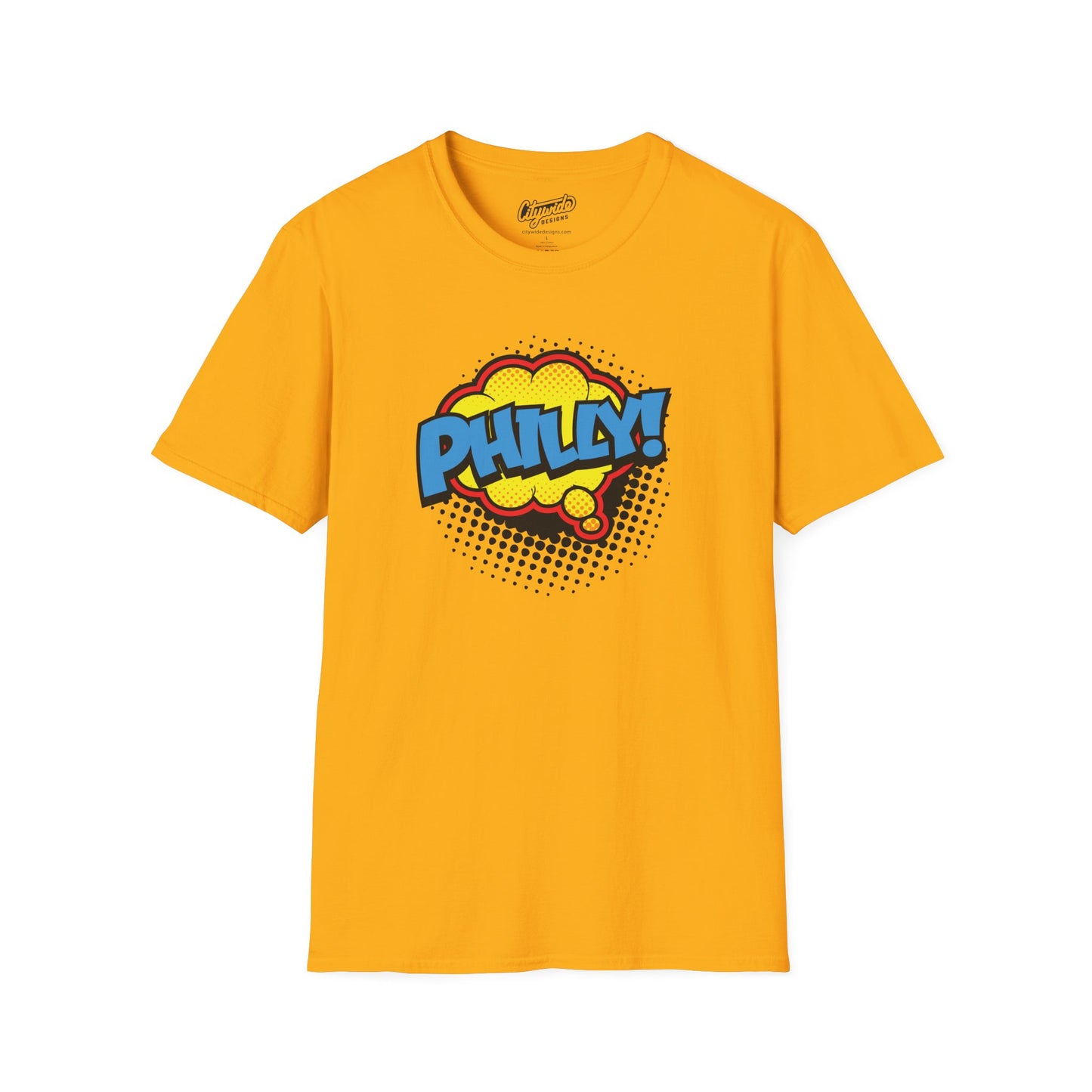Philly in Pop Art Comic Word Bubble Graphic Tee with Halftone Dots
