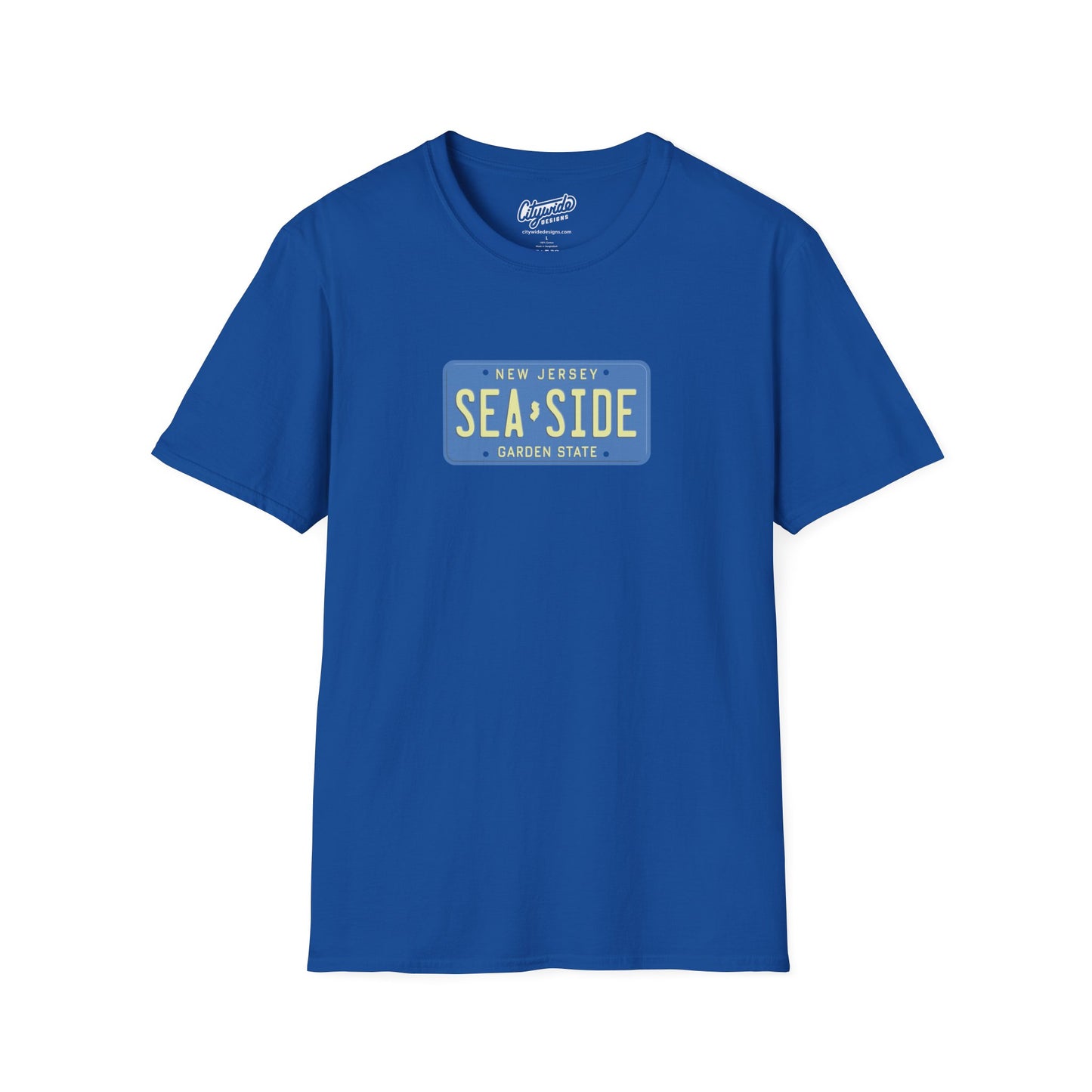 New Jersey Personalized License Plate Graphic Tee with Seaside Text