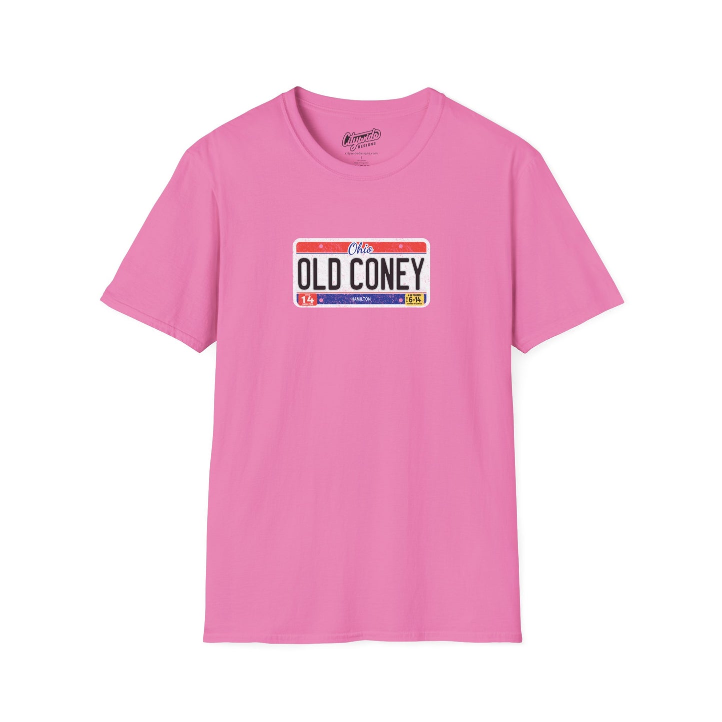 Ohio License Plate Graphic Tee with Old Coney Text T-Shirt