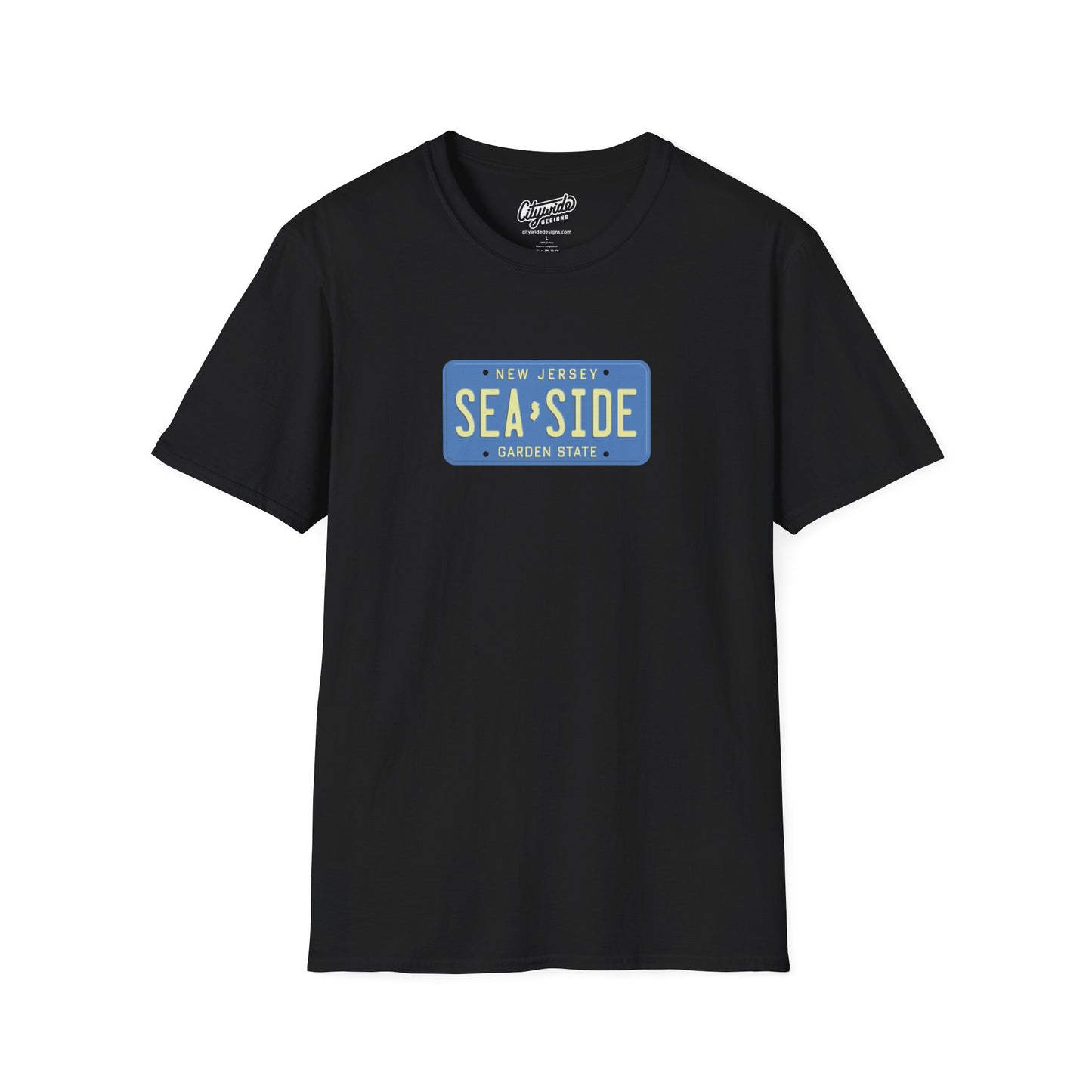 New Jersey Personalized License Plate Graphic Tee with Seaside Text