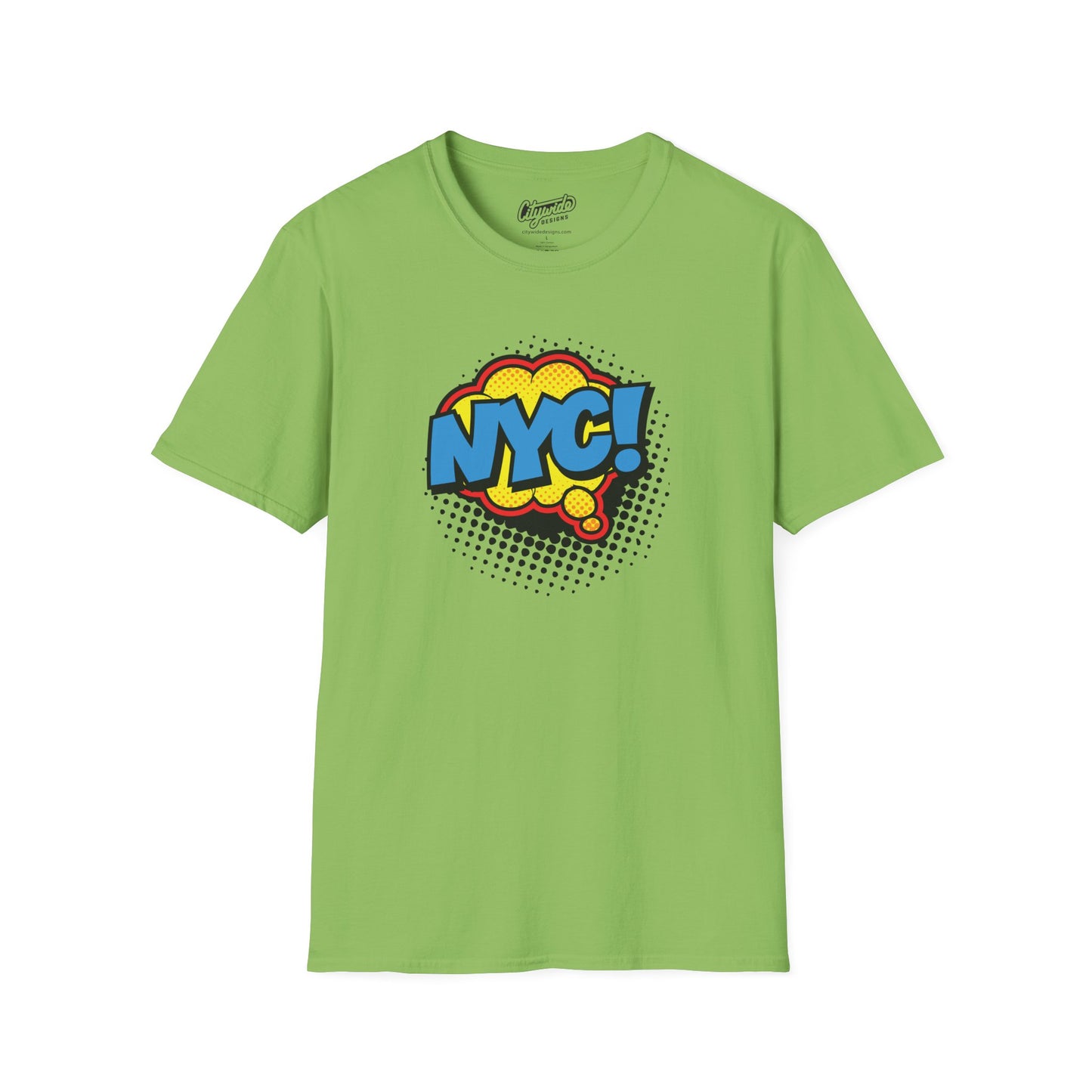 NYC in Pop Art Comic Word Bubble Graphic Tee with Halftone Dots