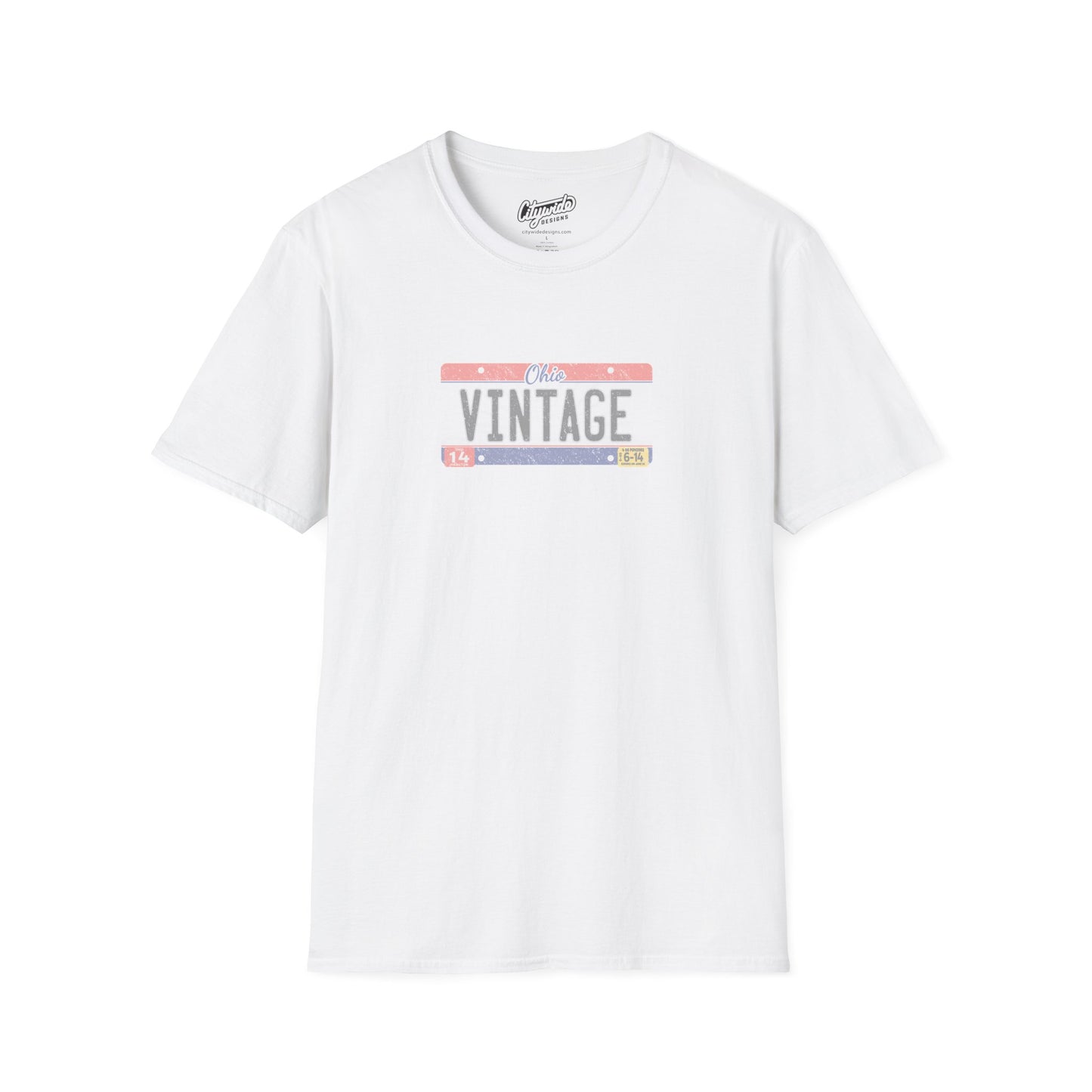 Faded Ohio License Plate Graphic Tee with Vintage Text
