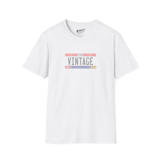 Faded Ohio License Plate Graphic Tee with Vintage Text
