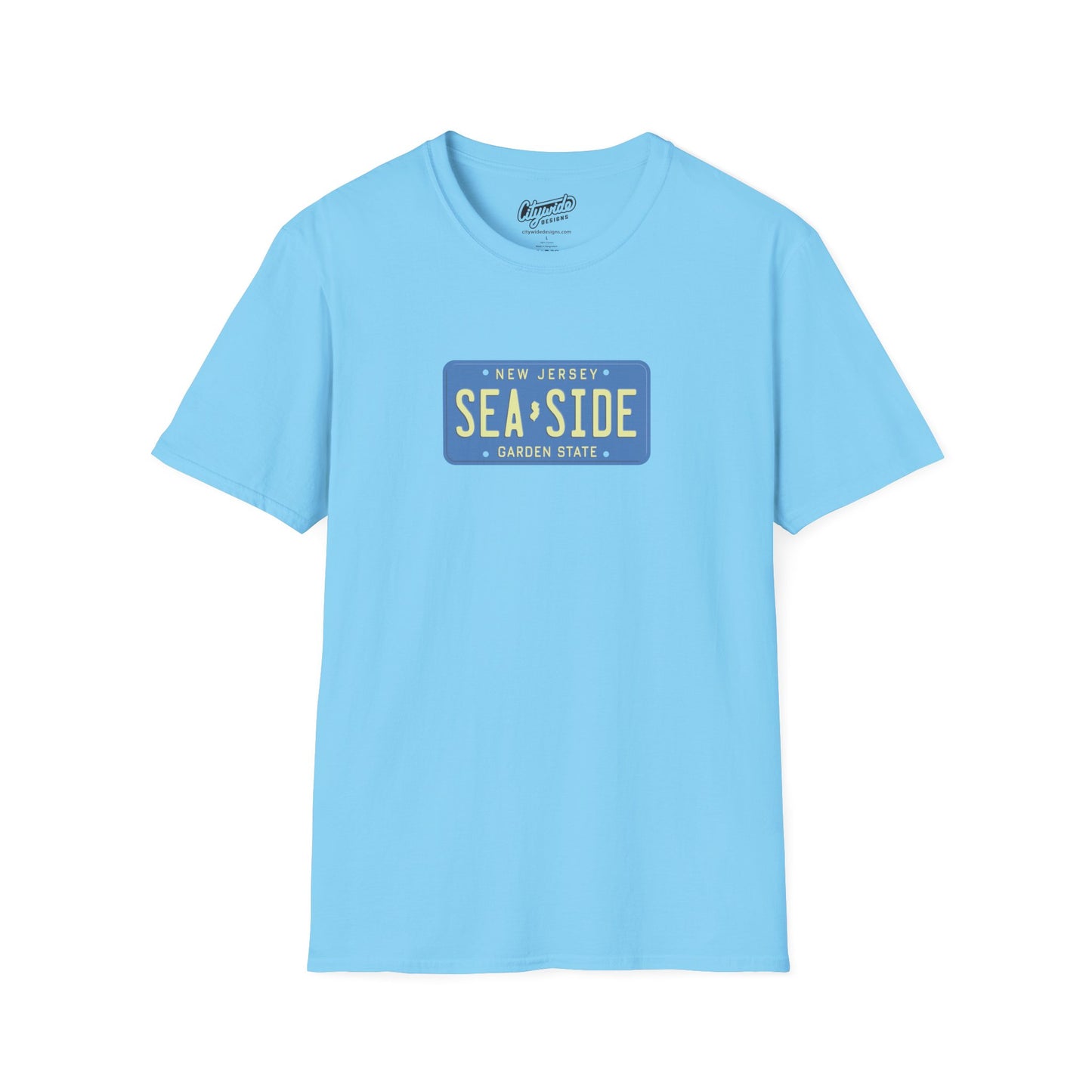 New Jersey Personalized License Plate Graphic Tee with Seaside Text