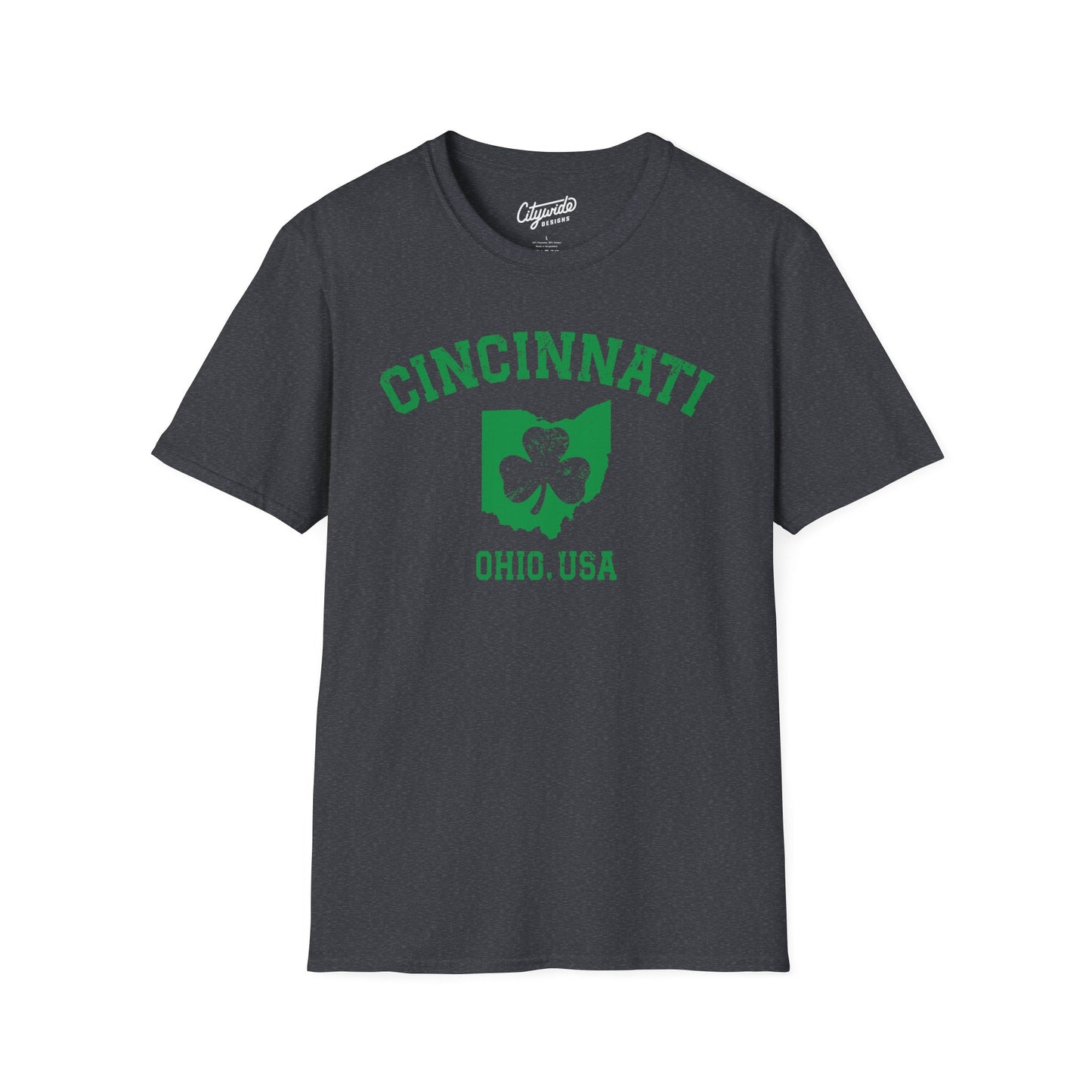 Cincinnati Shamrock Inside Ohio State T-Shirt St. Patricks Day Apparel