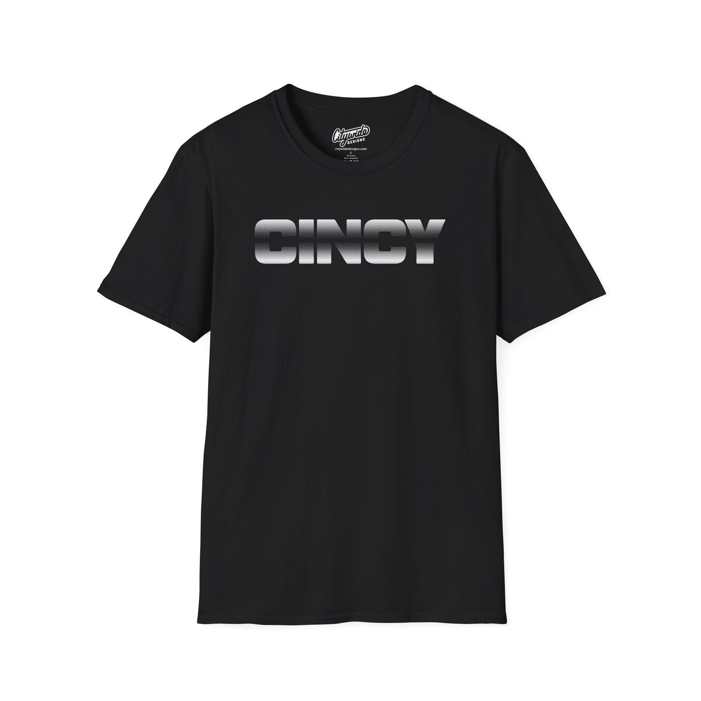 CINCY Pop Art Graphic Tee, Bold Halftone Dots with Banded Center