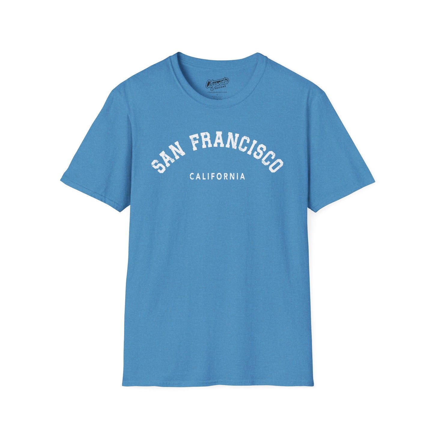 San Francisco, CA T-Shirt, Arched Varsity Text, Distressed Look