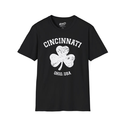 Cincinnati Big Shamrock T-Shirt, White Ink, Great for St. Patricks Day