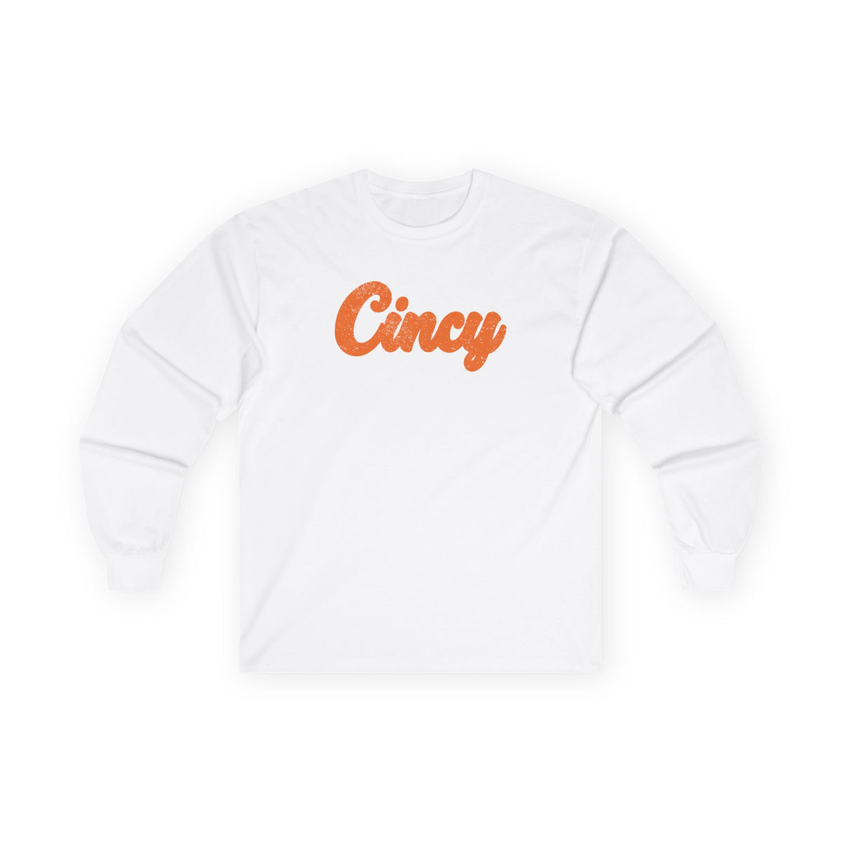 Cincy Script Long Sleeve Tee — Retro Cincinnati City Pride Shirt