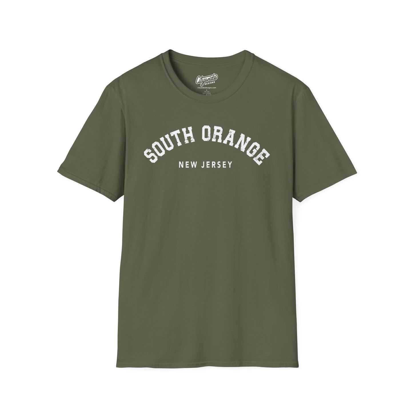 South Orange, NJ, Arched Varsity Text T-Shirt With Distressed Look