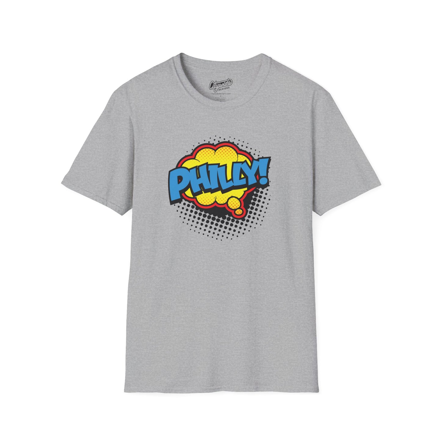 Philly in Pop Art Comic Word Bubble Graphic Tee with Halftone Dots