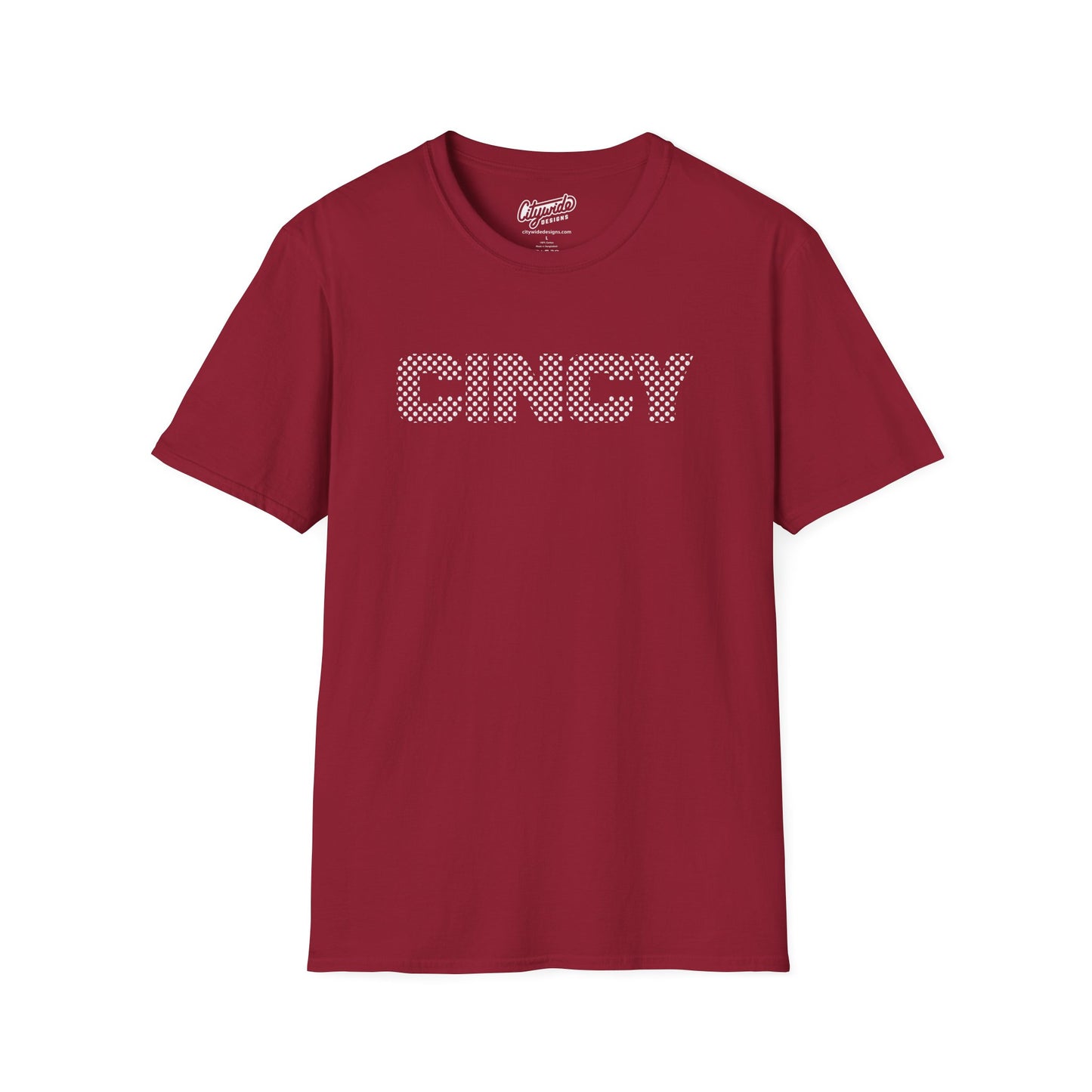 CINCY Created From Small Patterned Baseball Design Graphic Tee