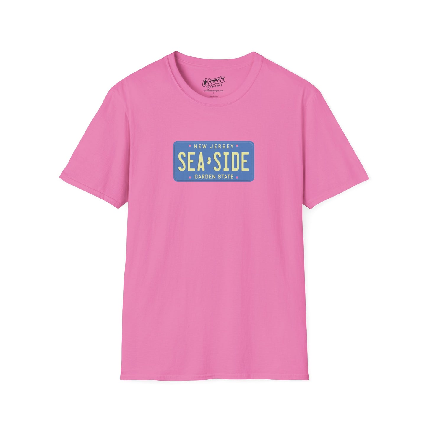 New Jersey Personalized License Plate Graphic Tee with Seaside Text