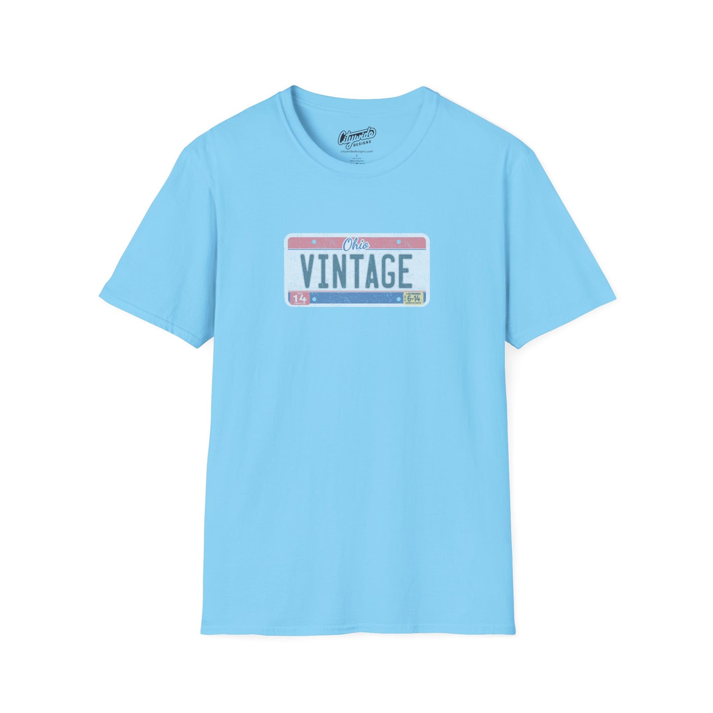 Faded Ohio License Plate Graphic Tee with Vintage Text